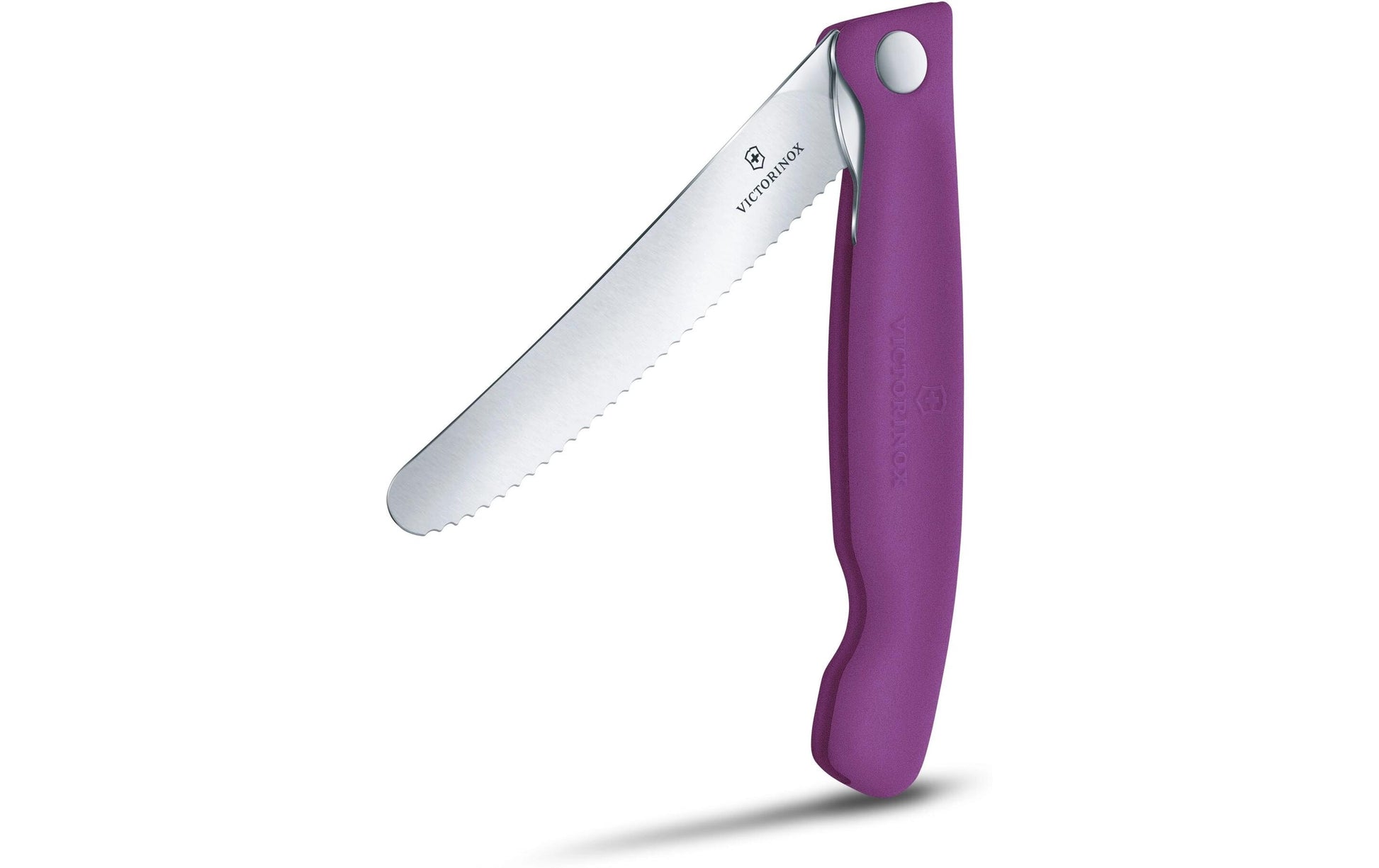Victorinox Klassisches Klappmesser – 11 cm, Wellenschliff, Edelstahl, Griff Polypropylen, Violett