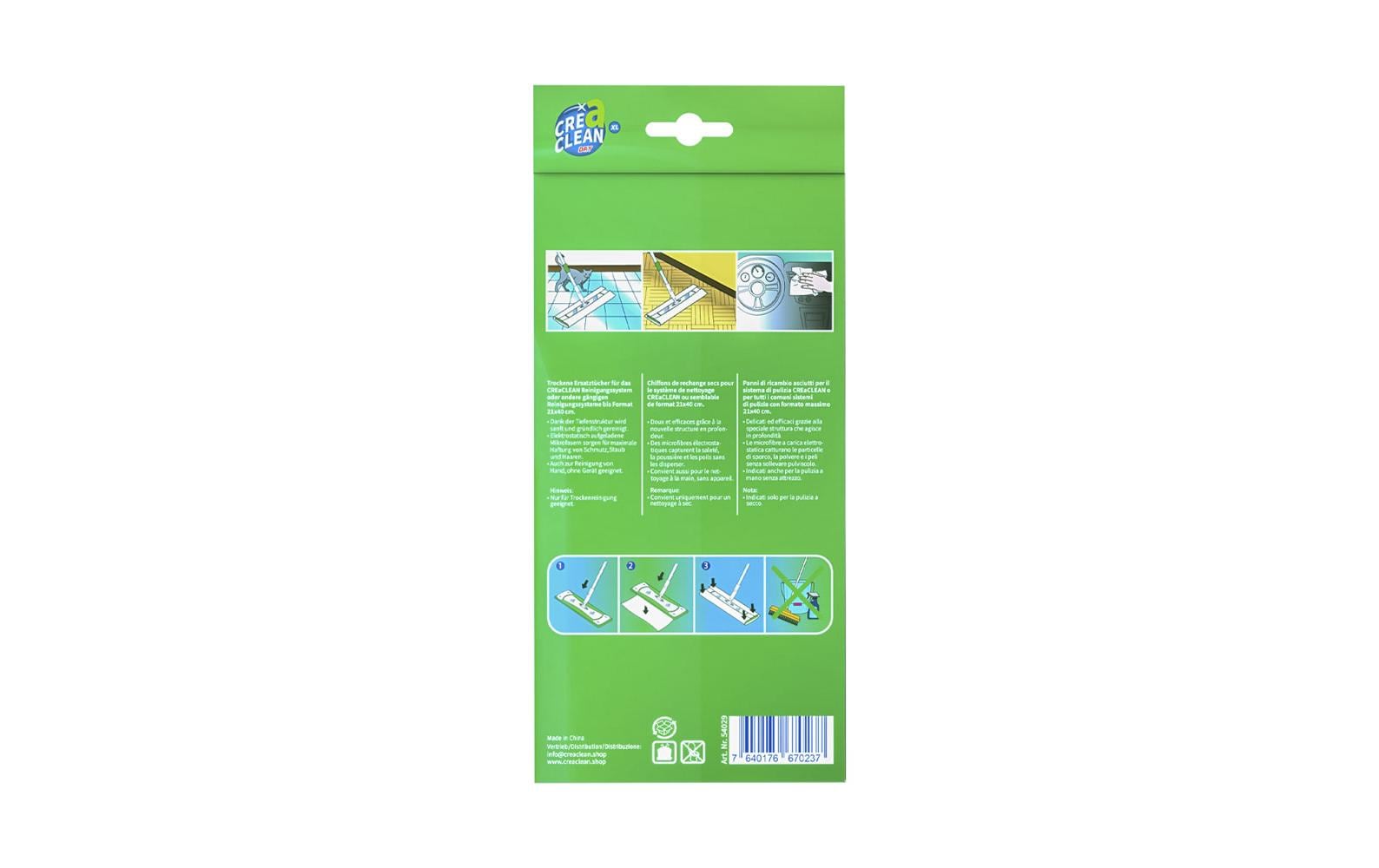 CREaCLEAN Ersatztücher Dry XL – Polyester – 40 × 21 cm – Weiss – 20 Stk.