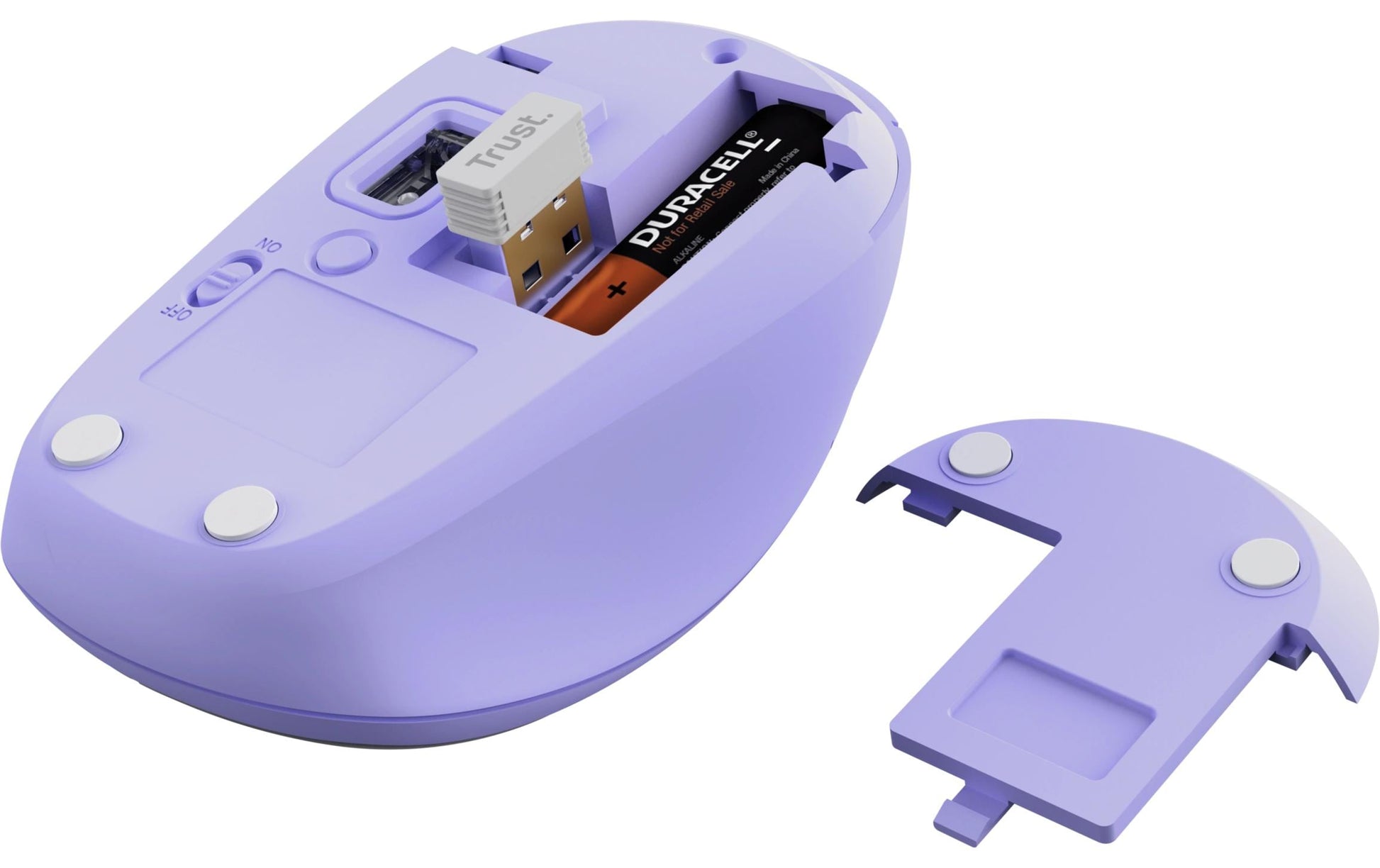 Trust YVI+ Multi-Device-Maus – kabellos, 2,4 GHz (USB-A), umschaltbare DPI, beidhändig, violett