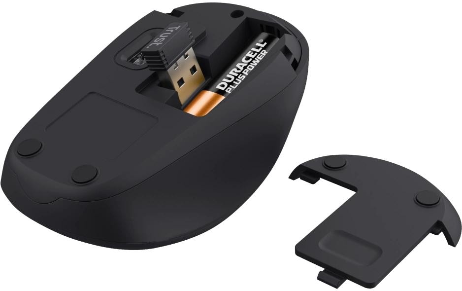 Trust Yvi+ – Maus – Kabellos (2,4 GHz), 1600 DPI, rechts, Rot