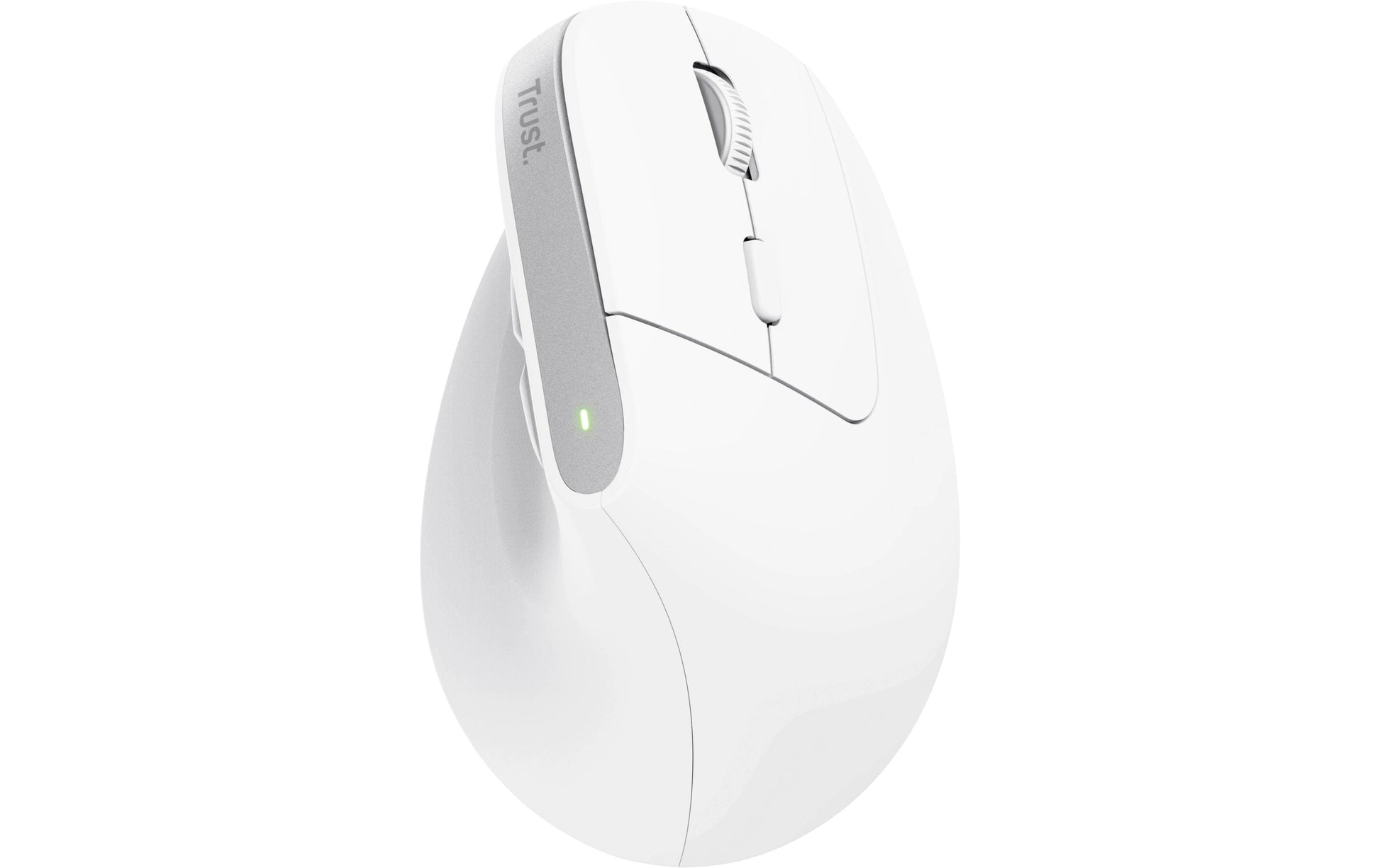 Trust Bayo+ – Vertikale Maus – Kabellos (Bluetooth/2,4 GHz), Rechtshänder, Weiss
