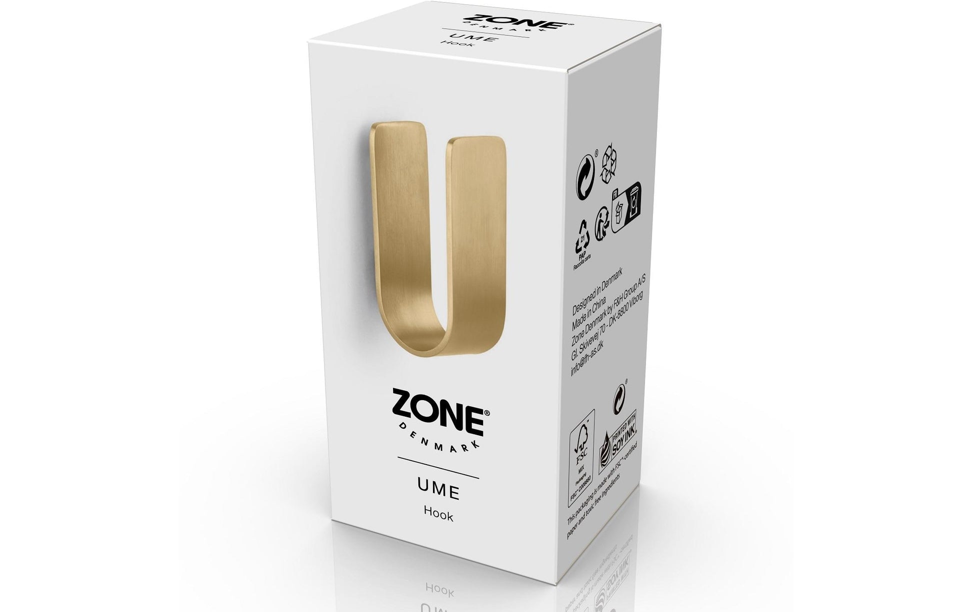 Zone Denmark Haken Ume – Messing, 3,5×3,4×8 cm, Gold