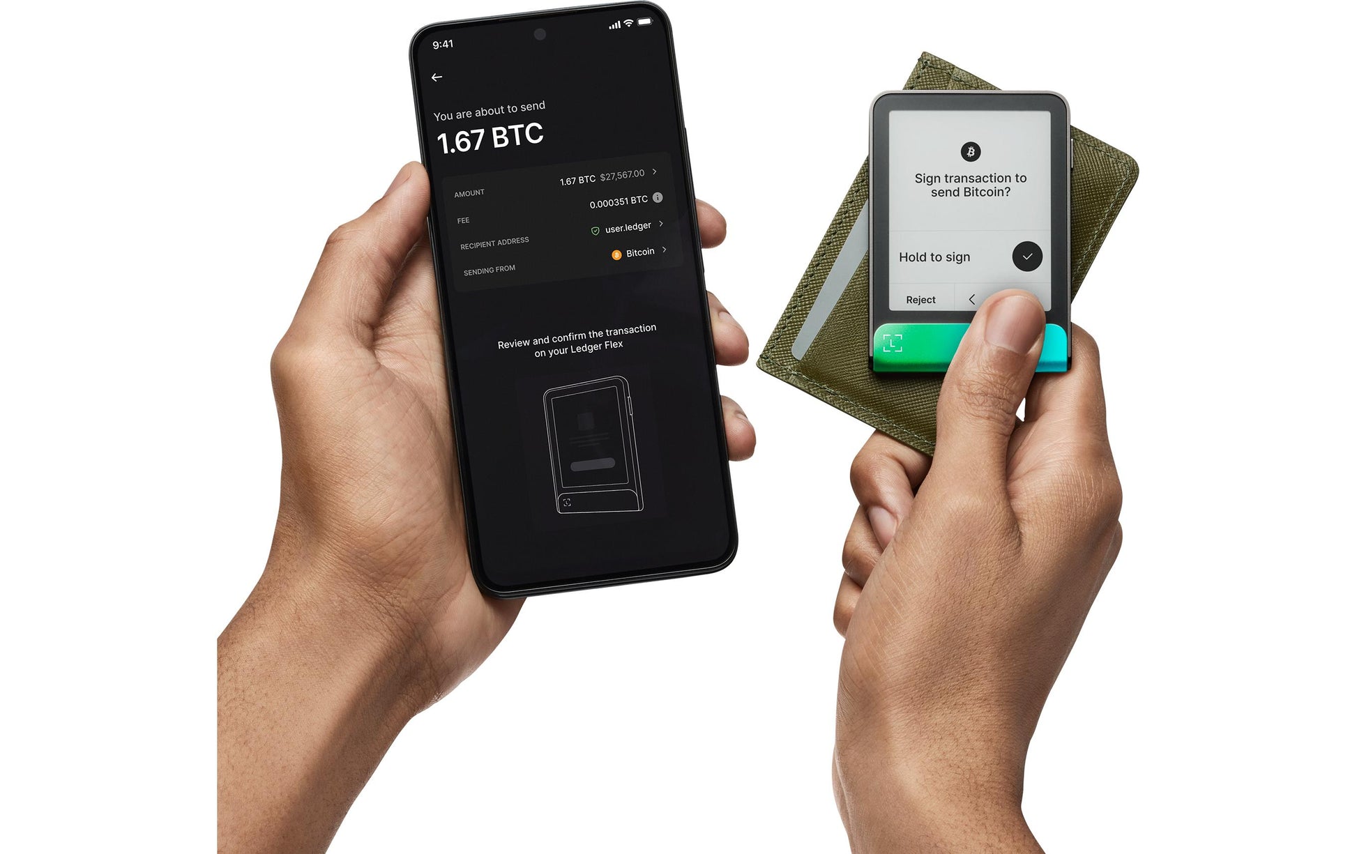 Ledger Flex – Krypto-Hardware-Wallet, Bluetooth, für iOS, Grün, mit Recovery Key