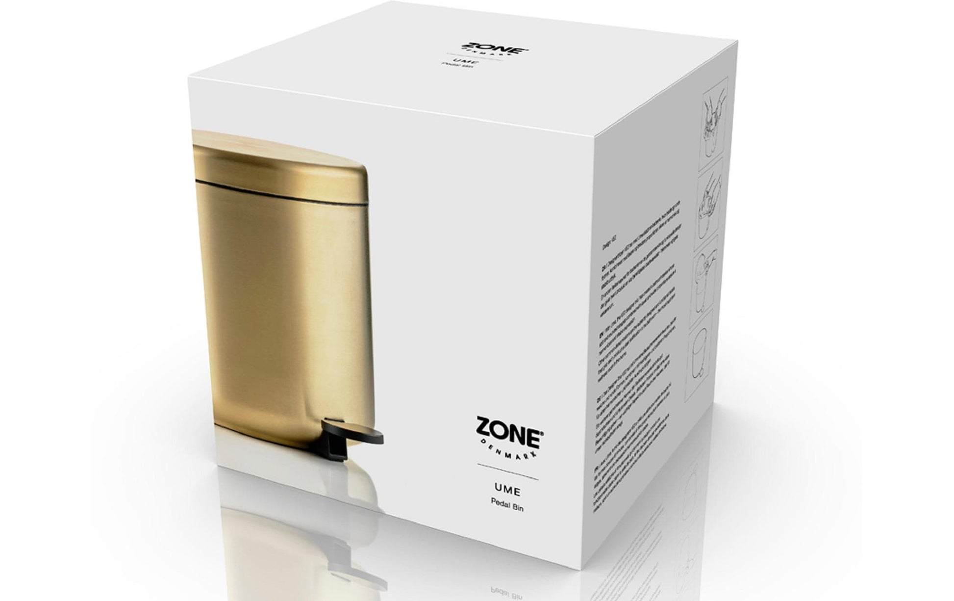 Zone Denmark Papierkorb – 4 l – Stahl, Gold – Ø 195 × H 220 mm