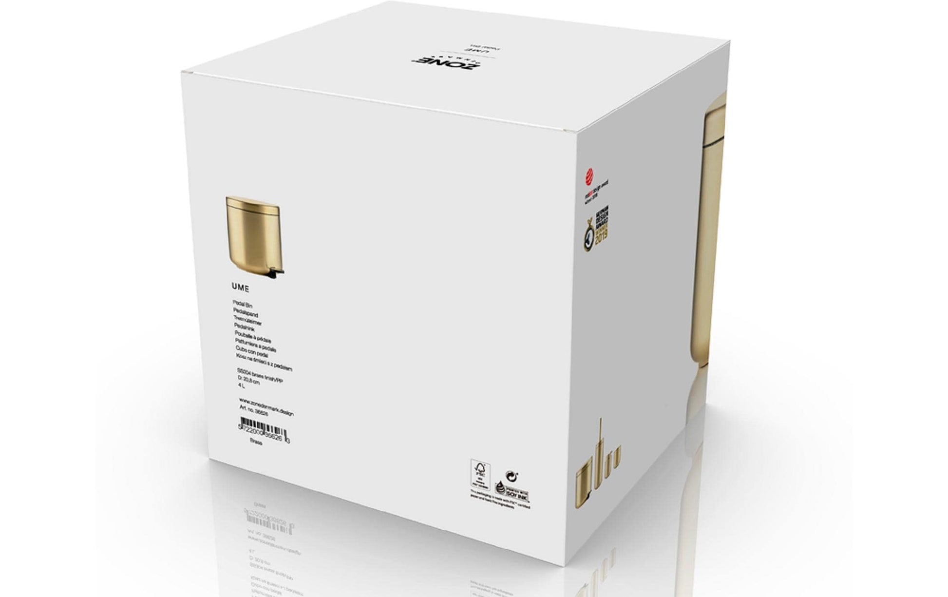 Zone Denmark Papierkorb – 4 l – Stahl, Gold – Ø 195 × H 220 mm