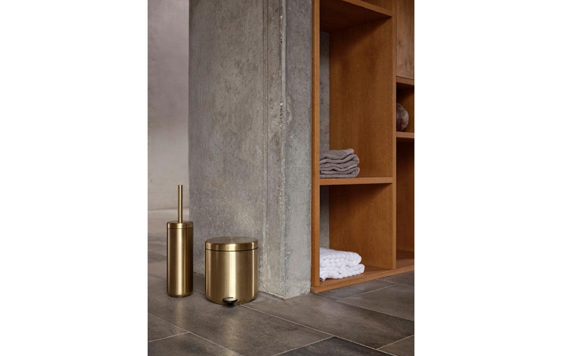 Zone Denmark Papierkorb – 4 l – Stahl, Gold – Ø 195 × H 220 mm