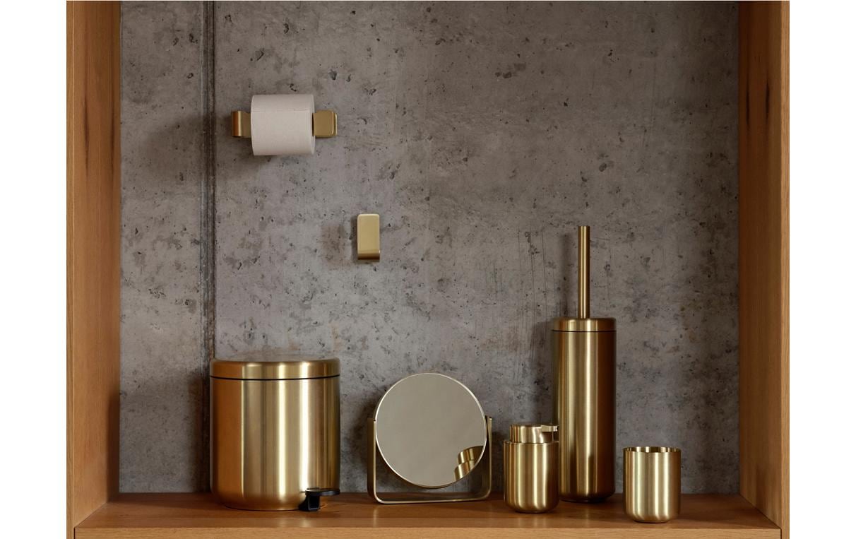 Zone Denmark Papierkorb – 4 l – Stahl, Gold – Ø 195 × H 220 mm