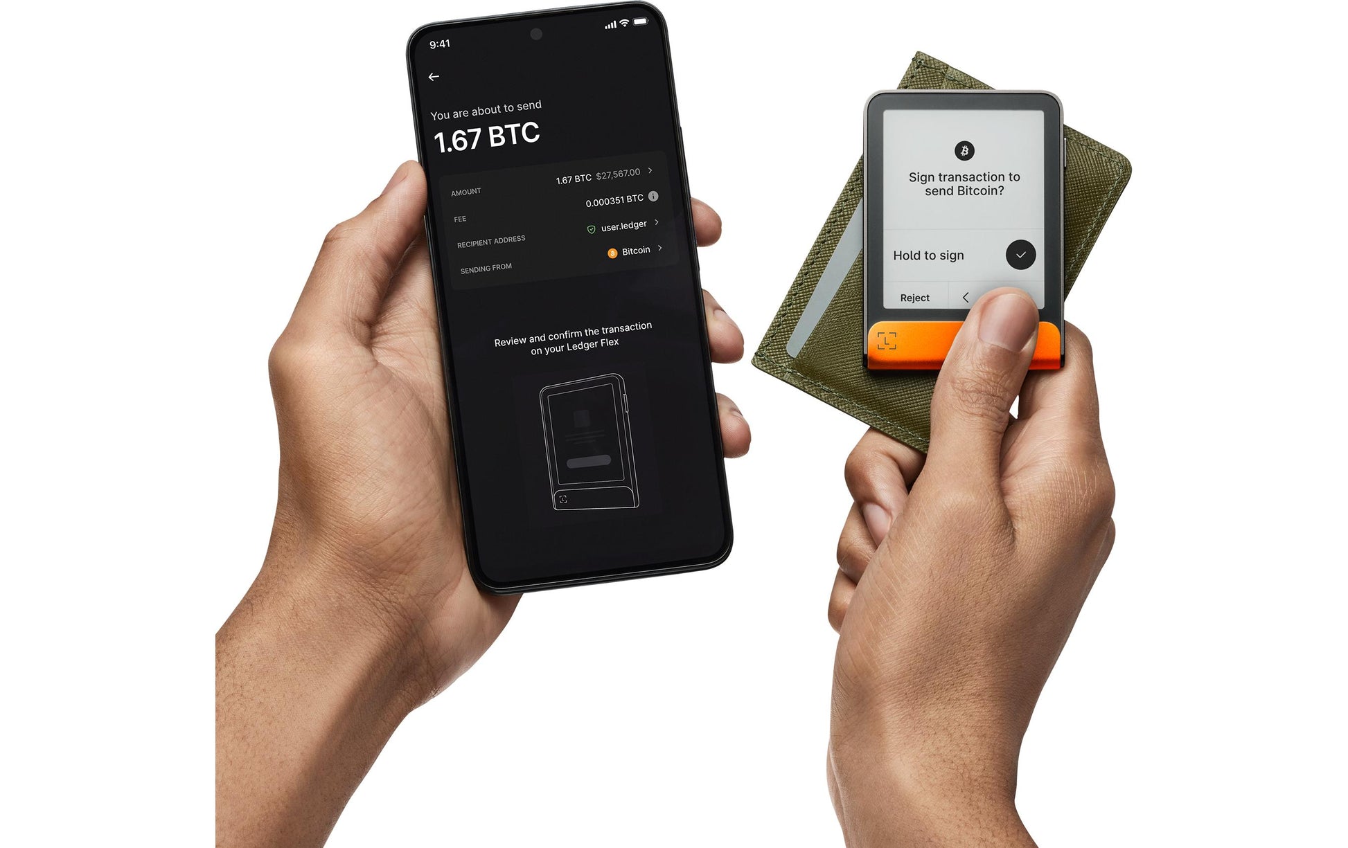 Ledger Flex – Krypto-Hardware-Wallet, Bluetooth, für iOS, Orange, mit Recovery Key