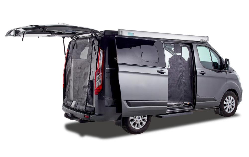 Van Quito – Schiebetür-Magnet – feinmaschig, rechts – für Ford Nugget/Custom – schwarz – Fiberglas