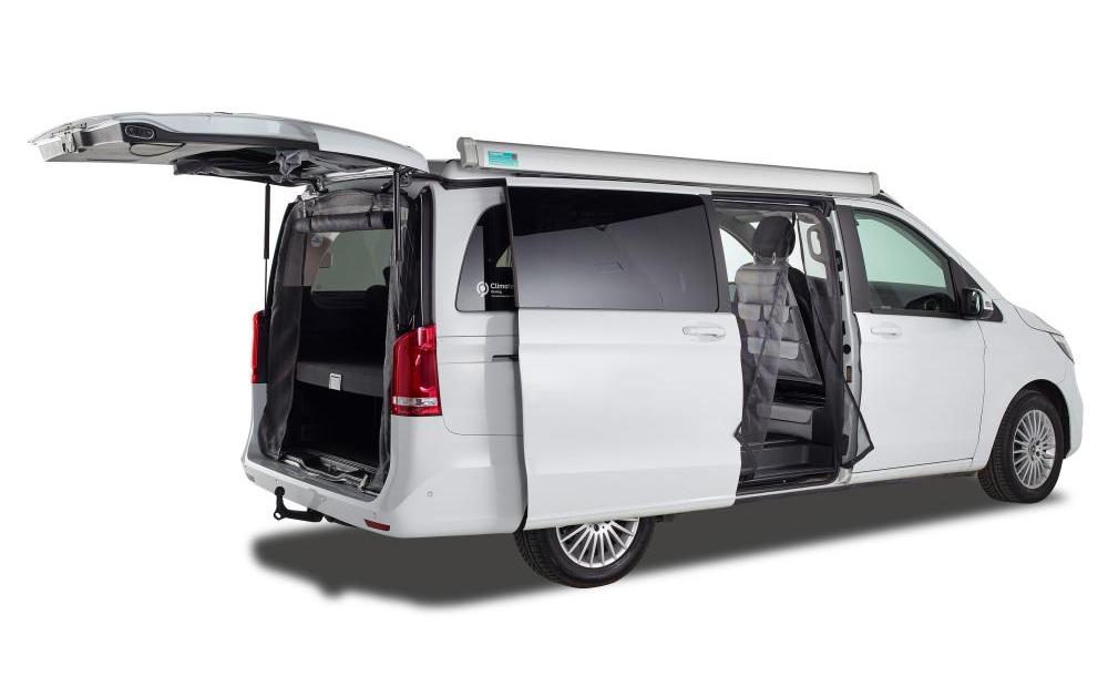 Van quito Vanquito – Hecknetz – Heckklappe – für Mercedes Viani/Vito/Marco Polo ab 2014 – Schwarz, Fiberglas