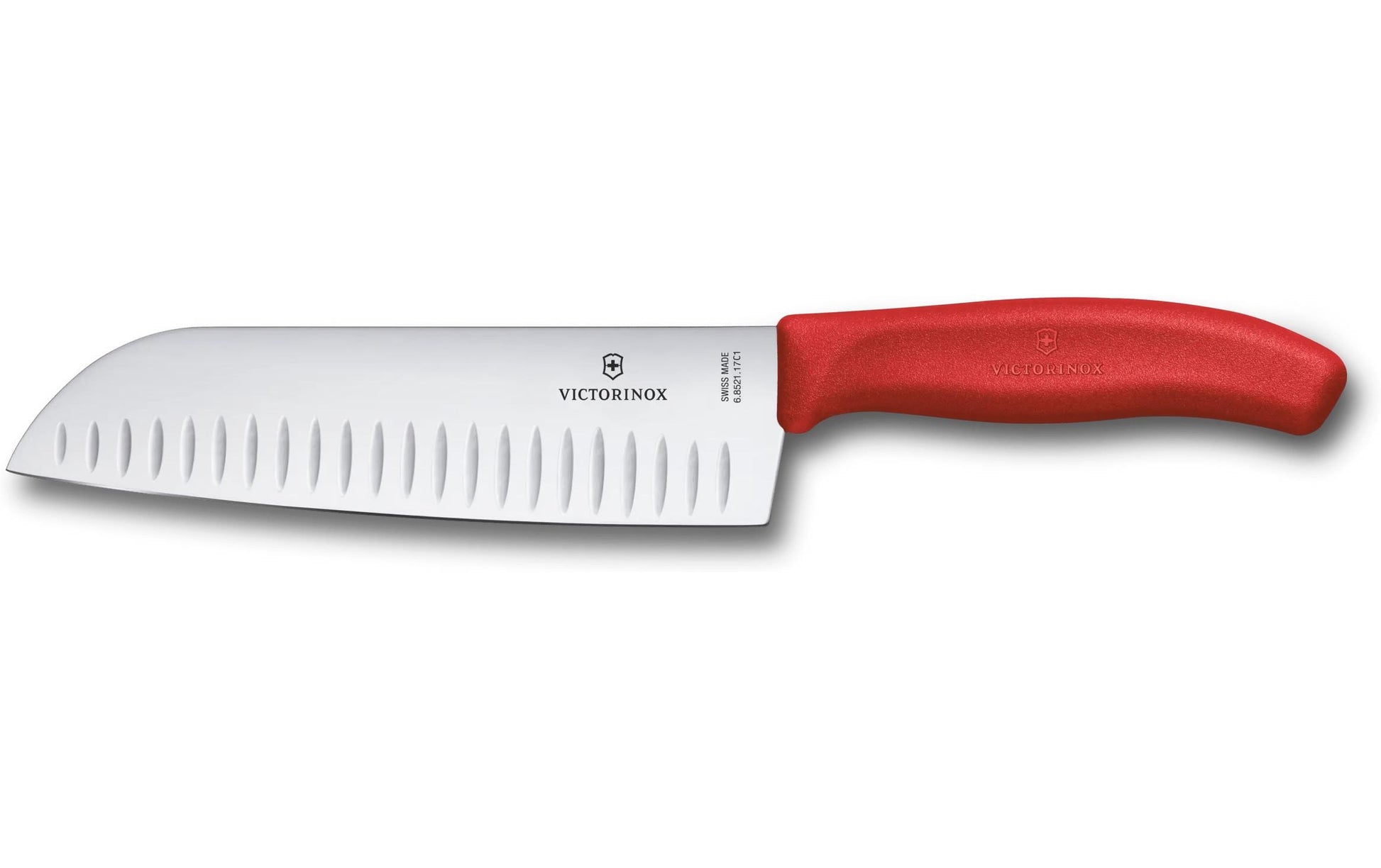 Victorinox Santokumesser 17 cm, Edelstahl, Kunststoff, Rot
