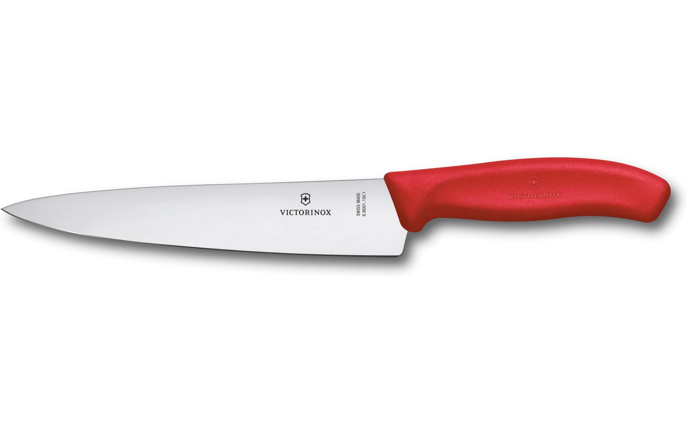 Victorinox Kochmesser – Klingenlänge 19 cm, spülmaschinenfest, glatter Schliff – Stahl/Kunststoff – Rot