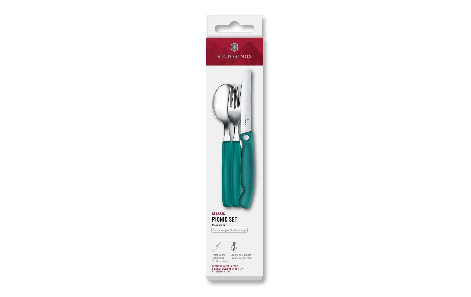 Victorinox Classic Lunchbox-Besteck – 3-teilig, 20,6 cm, Wellenschliff, Edelstahl, Griff Polypropylen, Grün
