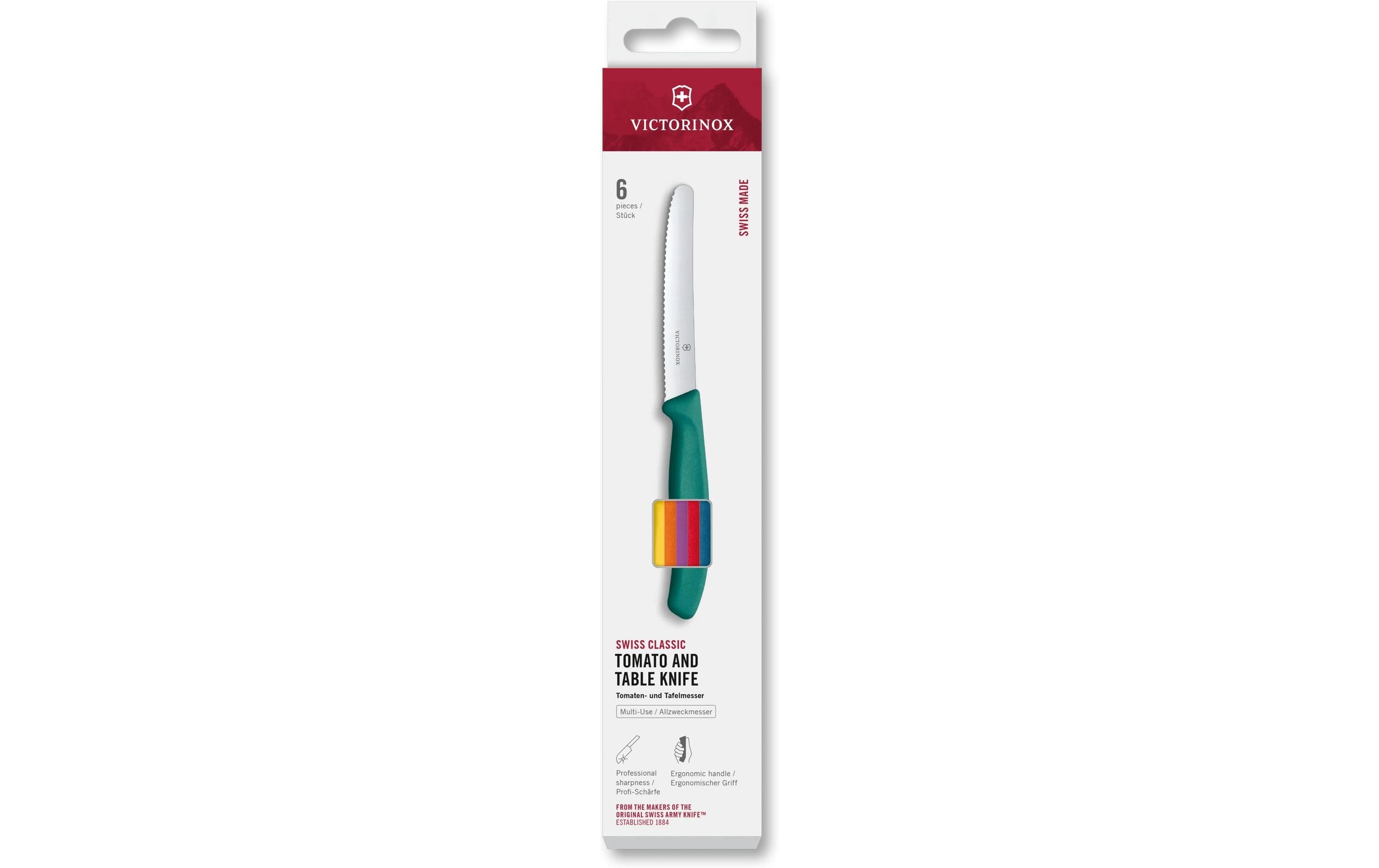 Victorinox Classic Tafelmesser – Stahl, Wellenschliff, 11 cm, Mehrfarbig