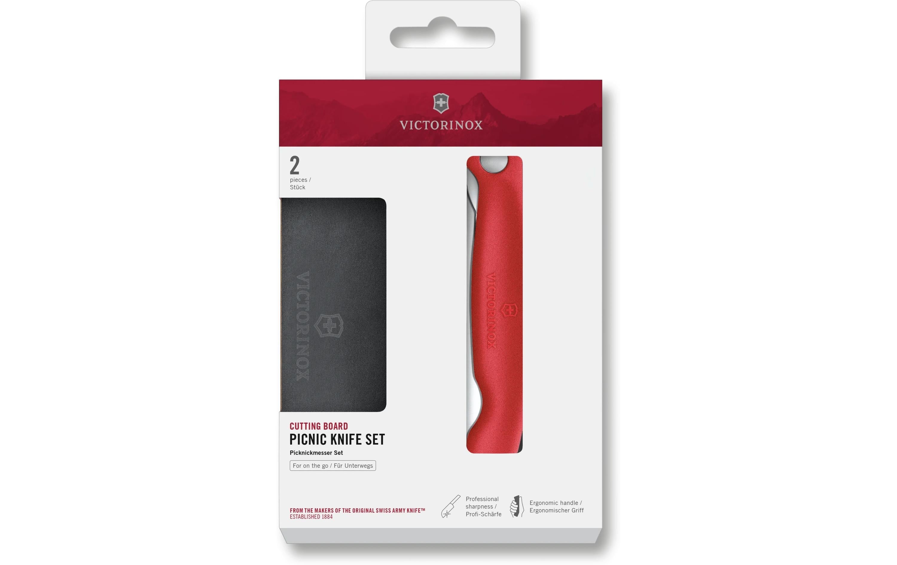 Victorinox Classic Schneidbrett – inkl. Picknickmesser – rot – 12 × 0,6 × 16,4 cm – 2-teilig