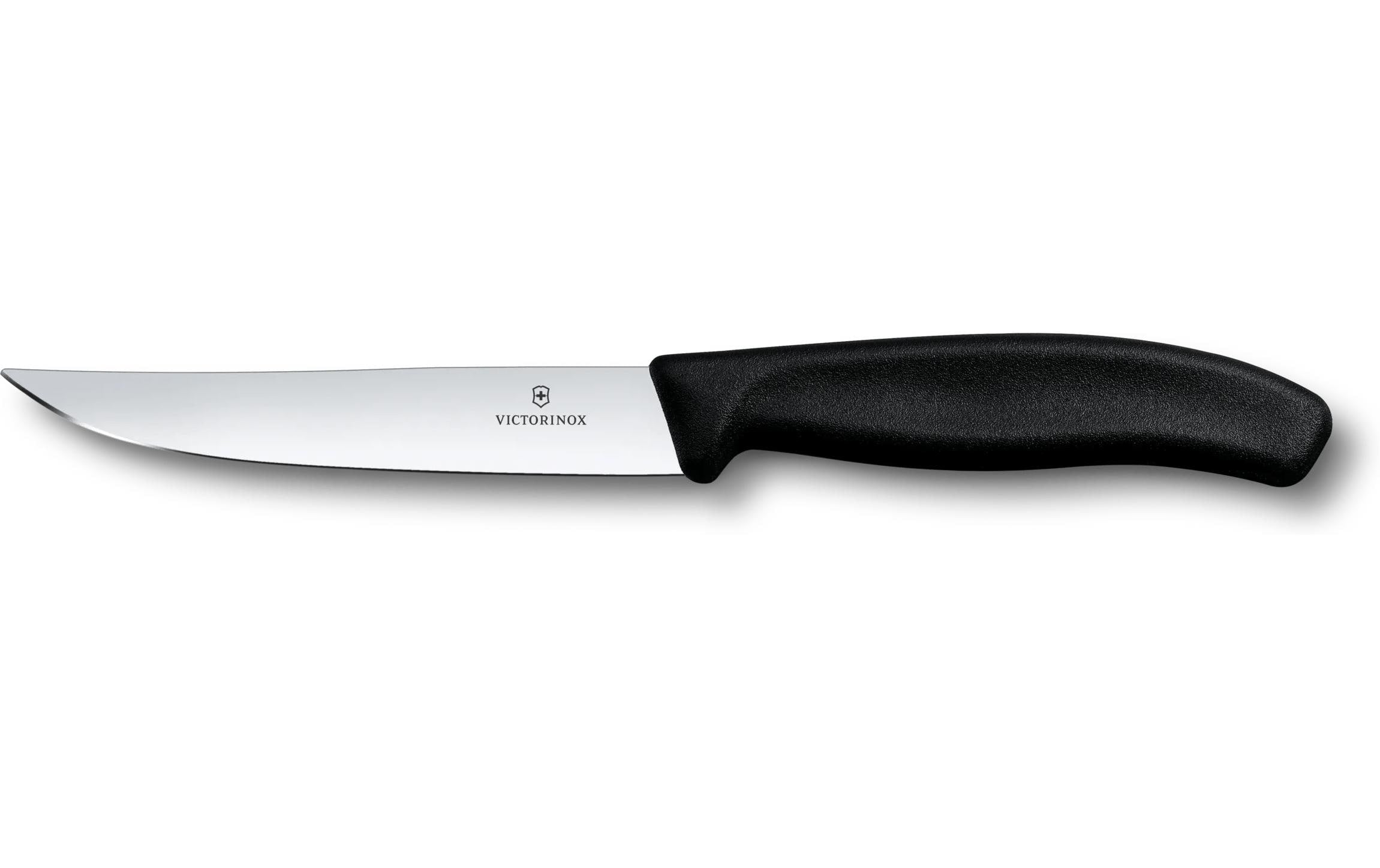 Victorinox Steakmesser – 12 cm, glatter Schliff, Edelstahl, Griff Polypropylen, schwarz, spülmaschinenfest