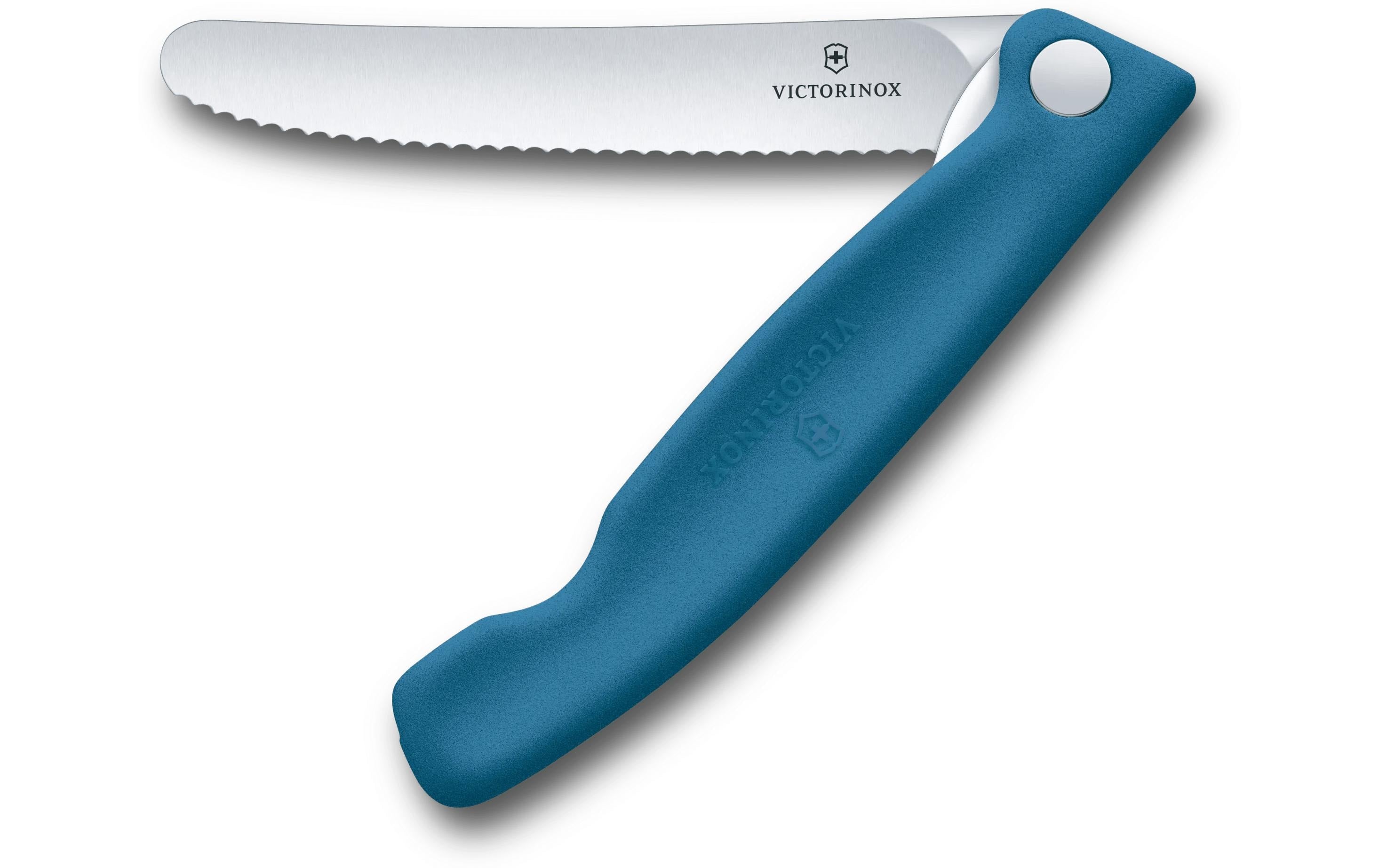 Victorinox Klassisches Picknickmesser – 11 cm, Wellenschliff, Edelstahl, Griff Polypropylen, Blau