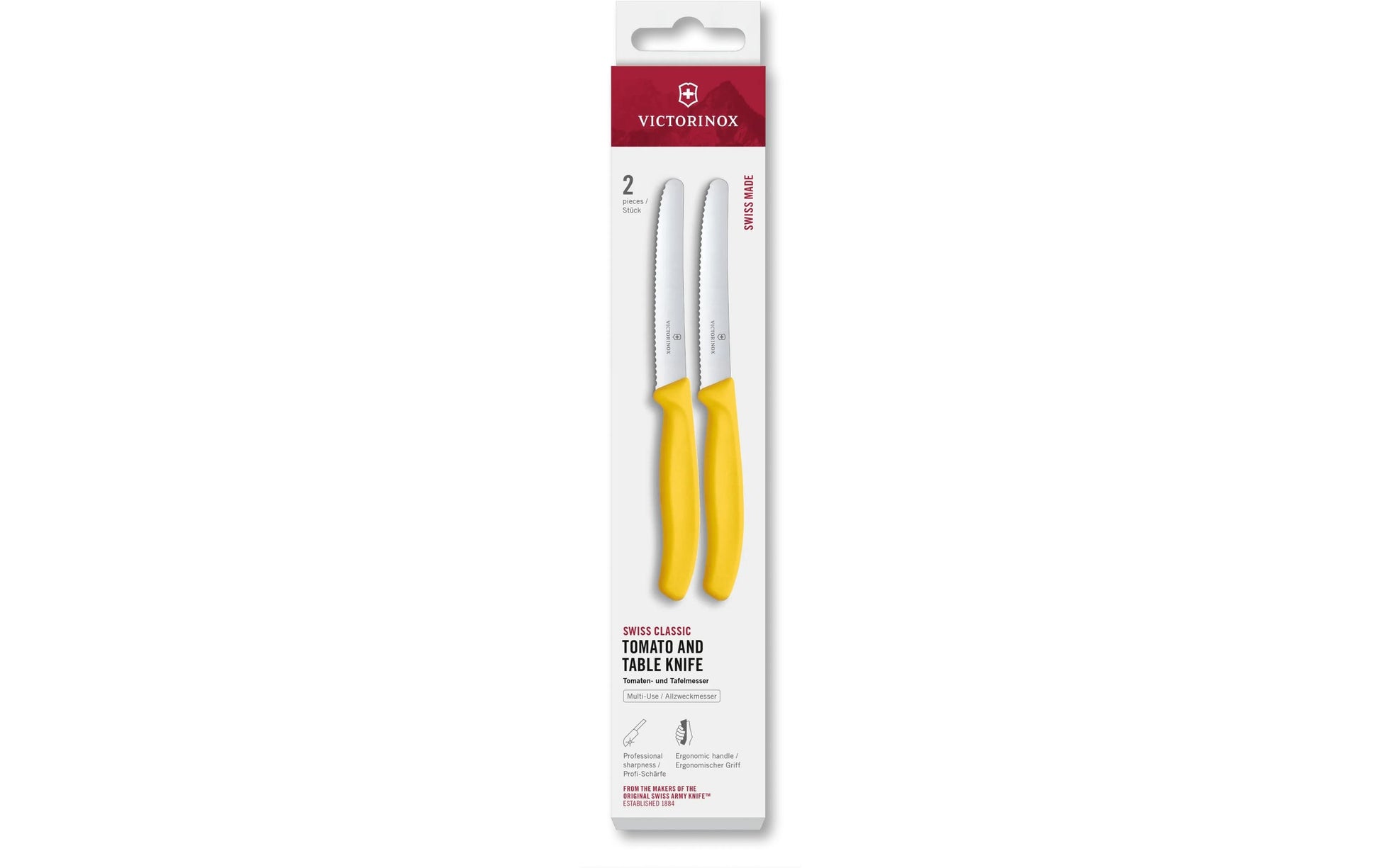 Victorinox Tafelmesser – 11 cm, Wellenschliff, Edelstahl, Polypropylengriff, Gelb, spülmaschinenfest