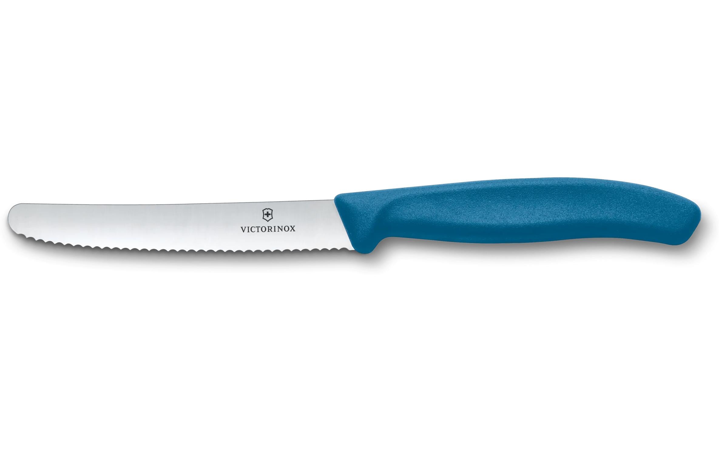 Victorinox Tafelmesser – 11 cm, Wellenschliff, Edelstahl, Griff Polypropylen, Blau, spülmaschinenfest
