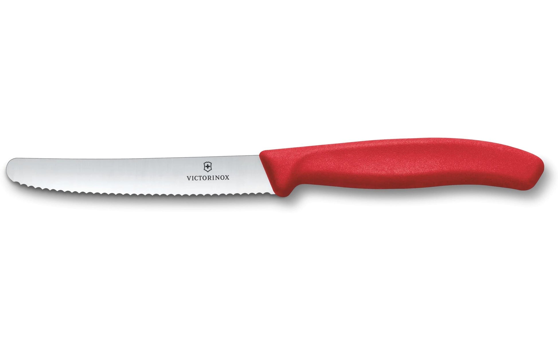 Victorinox Tafelmesser – 11 cm, Wellenschliff, Edelstahl, Griff Polypropylen, Rot, spülmaschinenfest
