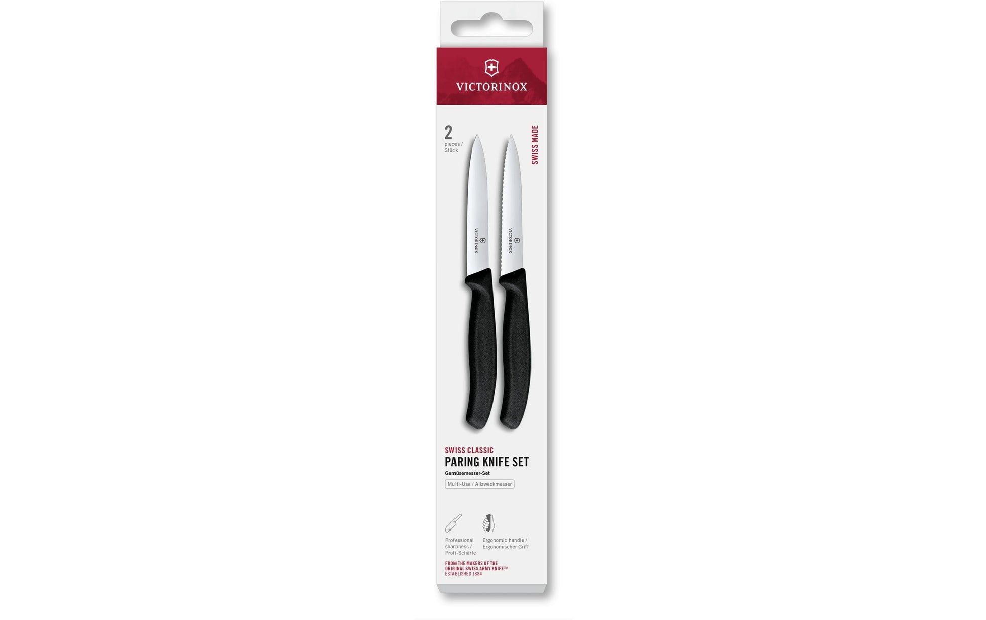 Victorinox Gemüsemesser 10 cm, Edelstahl, Polypropylen (PP), Schwarz, 2-teilig
