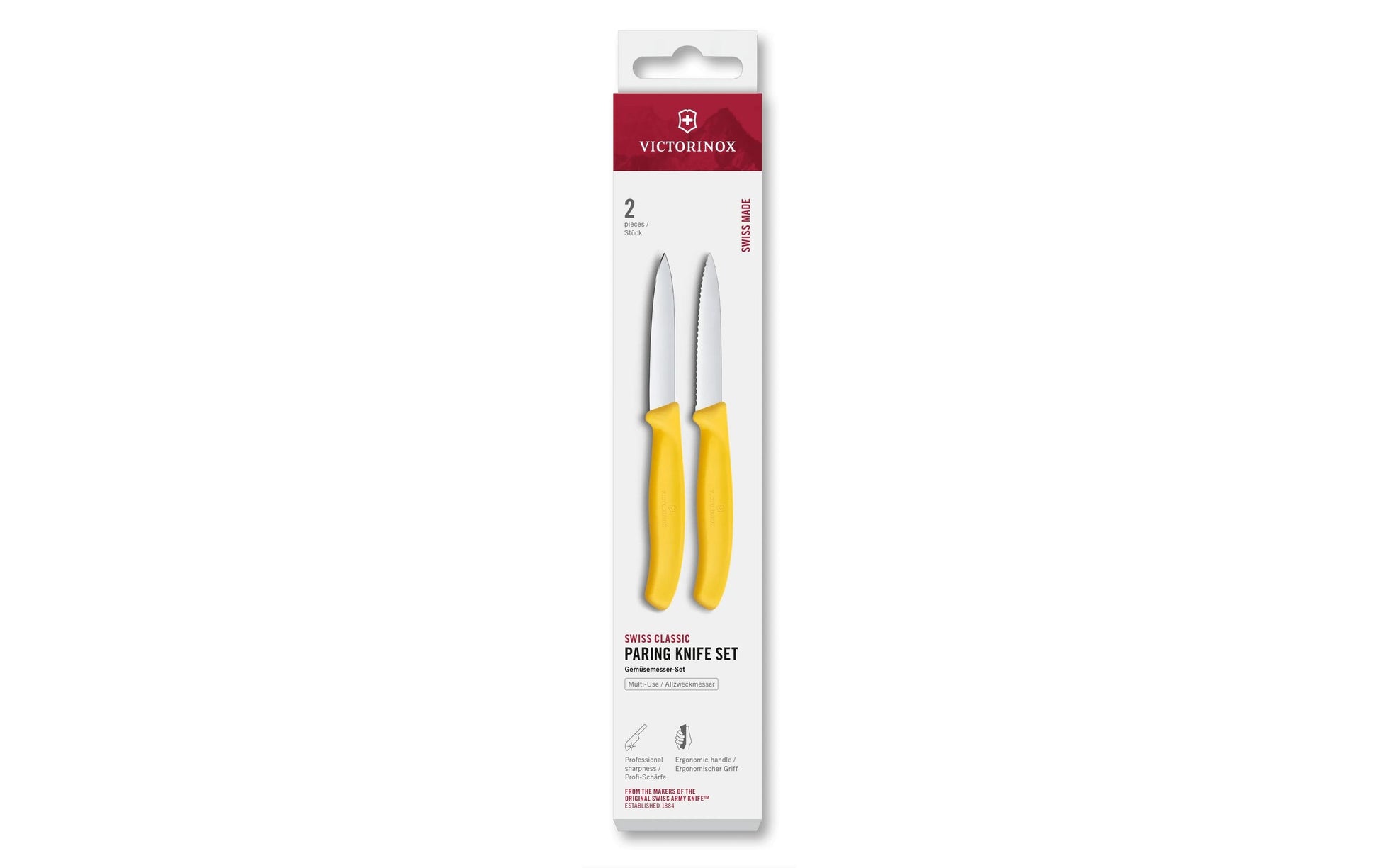 Victorinox Gemüsemesser 8 cm, Edelstahl/Polypropylen (PP), Gelb, 2-teilig