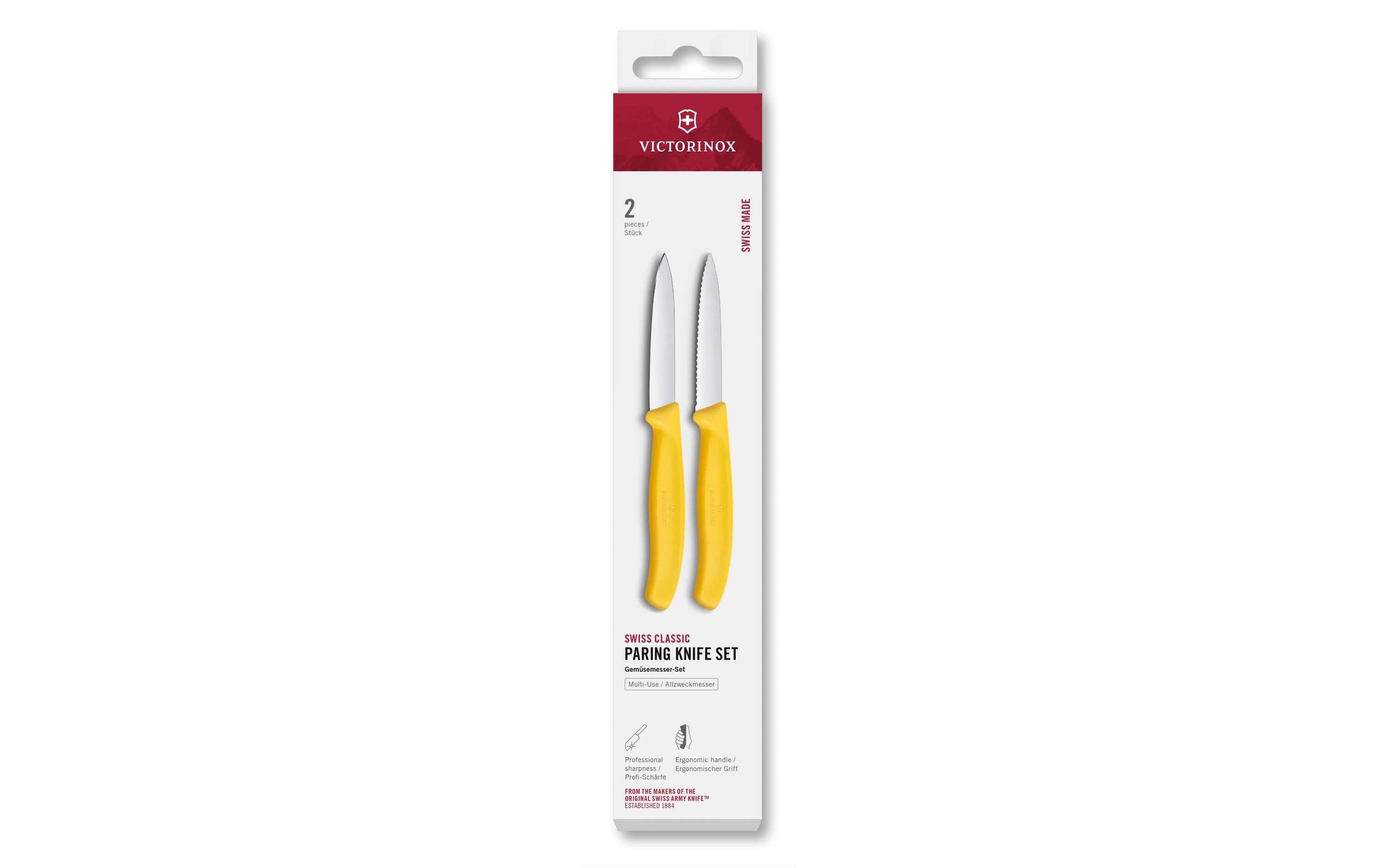 Victorinox Gemüsemesser 8 cm, Edelstahl/Polypropylen (PP), Gelb, 2-teilig