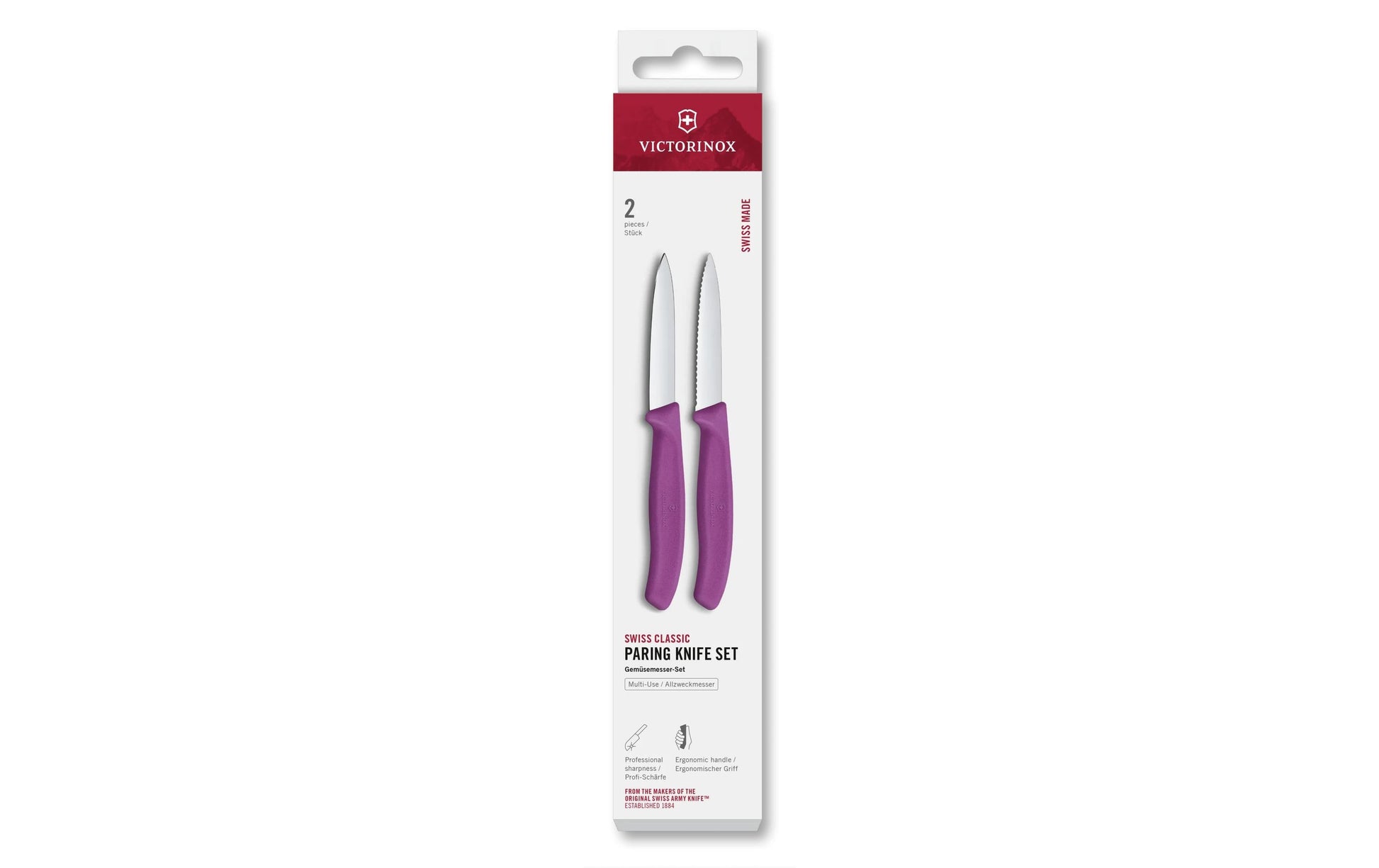 Victorinox Gemüsemesser 8 cm, Edelstahl, Polypropylen (PP), Violett, 2-teilig