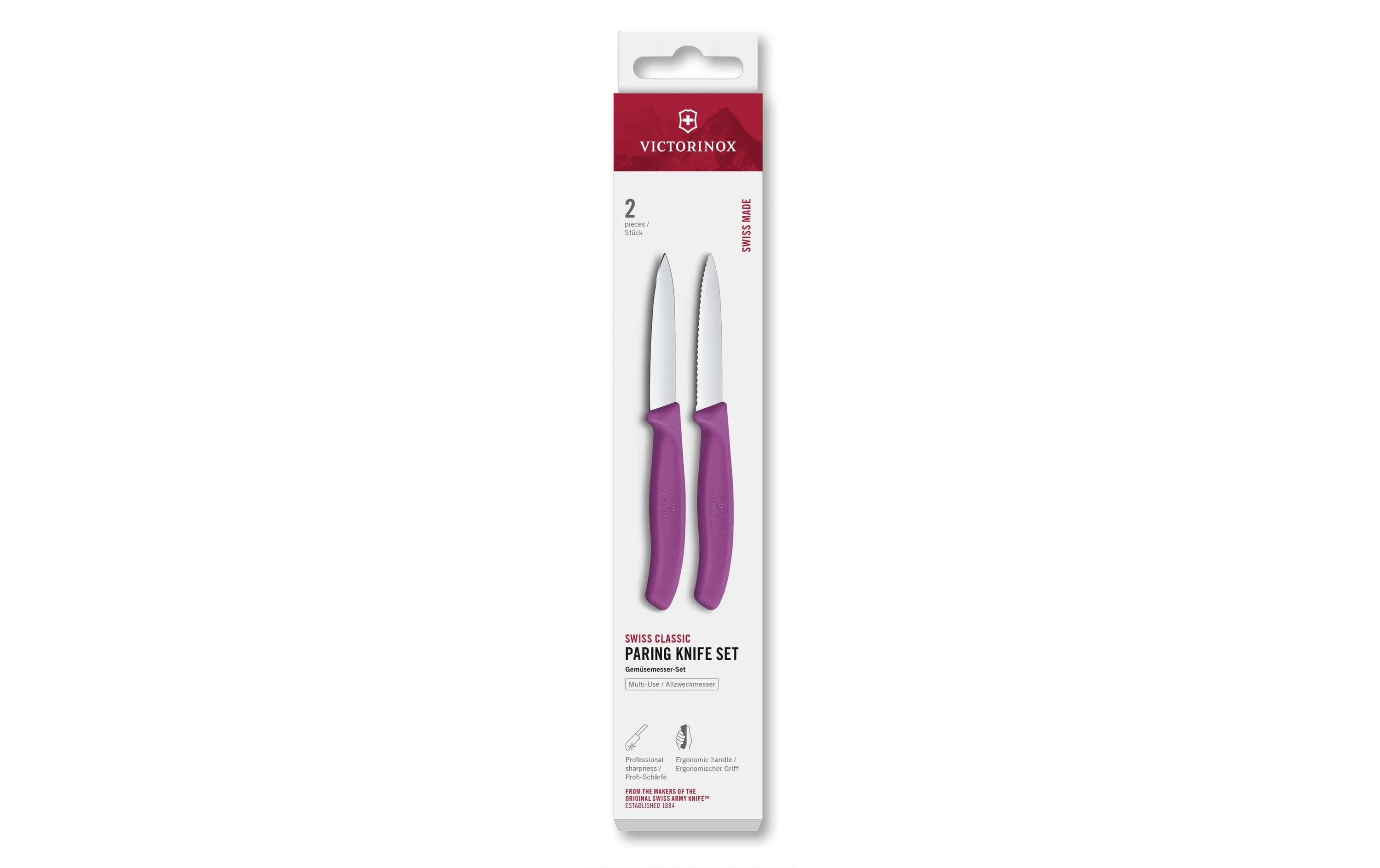 Victorinox Gemüsemesser 8 cm, Edelstahl, Polypropylen (PP), Violett, 2-teilig