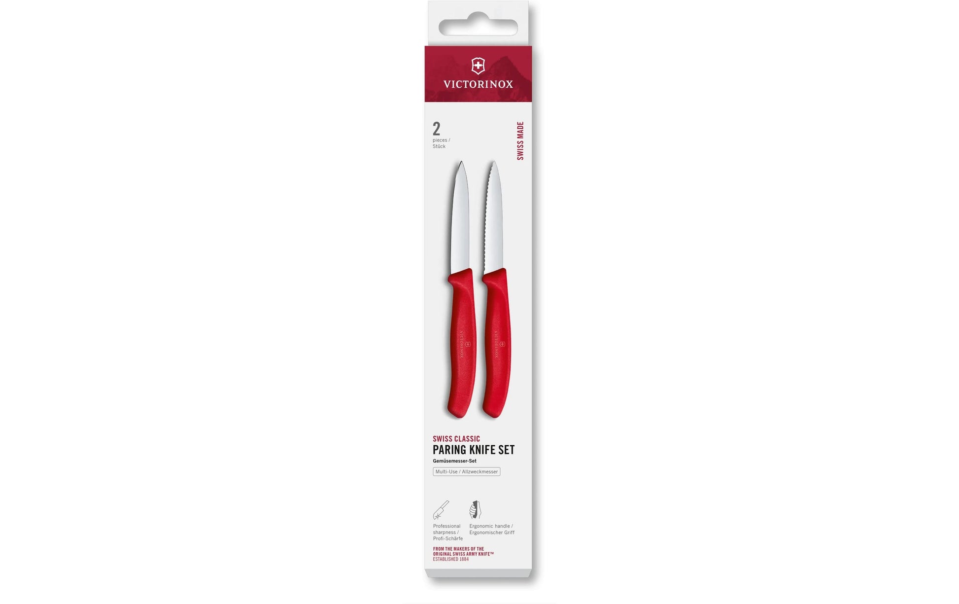 Victorinox Classic – Gemüsemesser 8 cm, Edelstahl, Polypropylen (PP), Rot
