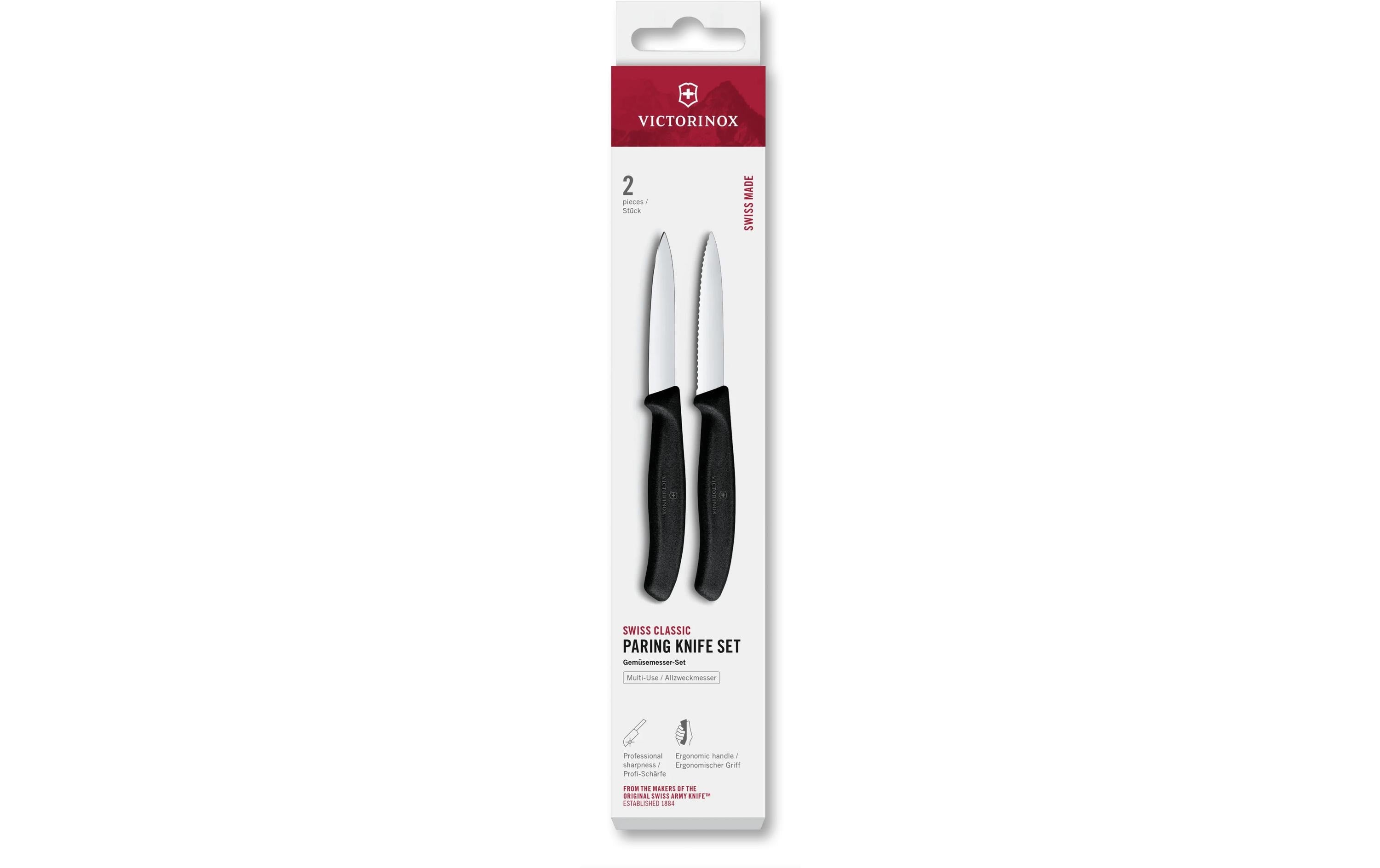 Victorinox Classic – Gemüsemesser 8 cm, Edelstahl, Polypropylen (PP), Schwarz, 2-teilig