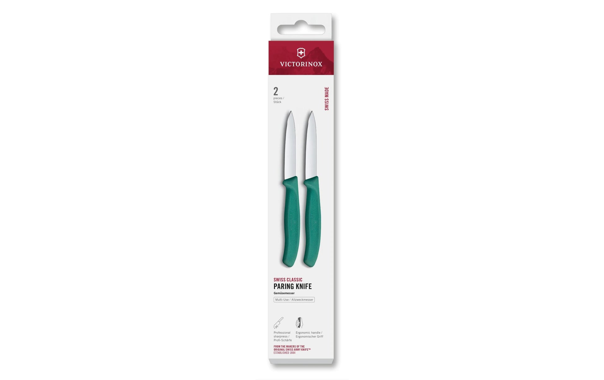 Victorinox Gemüsemesser 8 cm, Edelstahl, Griff Polypropylen (PP), Grün, 2-teilig