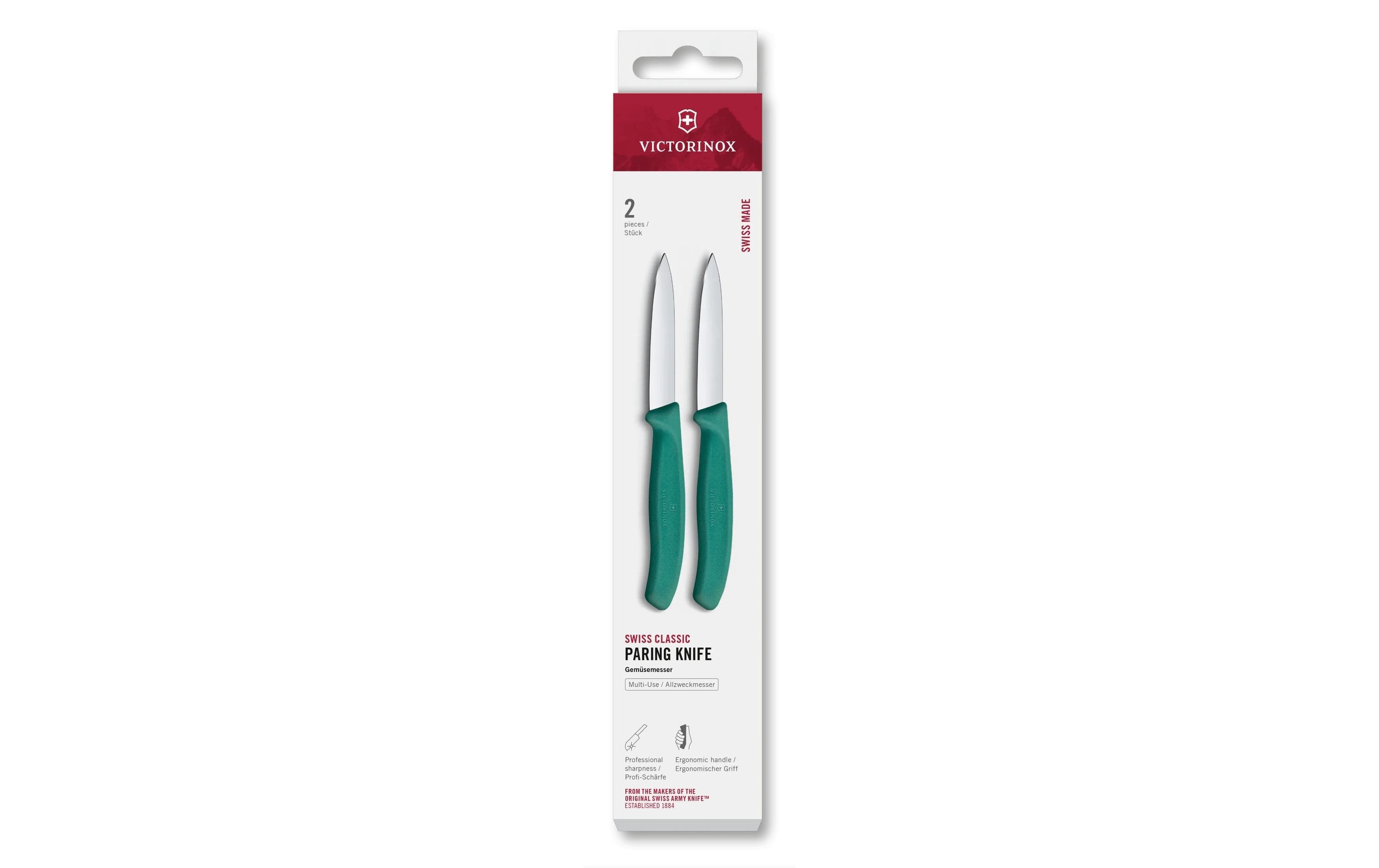 Victorinox Gemüsemesser 8 cm, Edelstahl, Griff Polypropylen (PP), Grün, 2-teilig