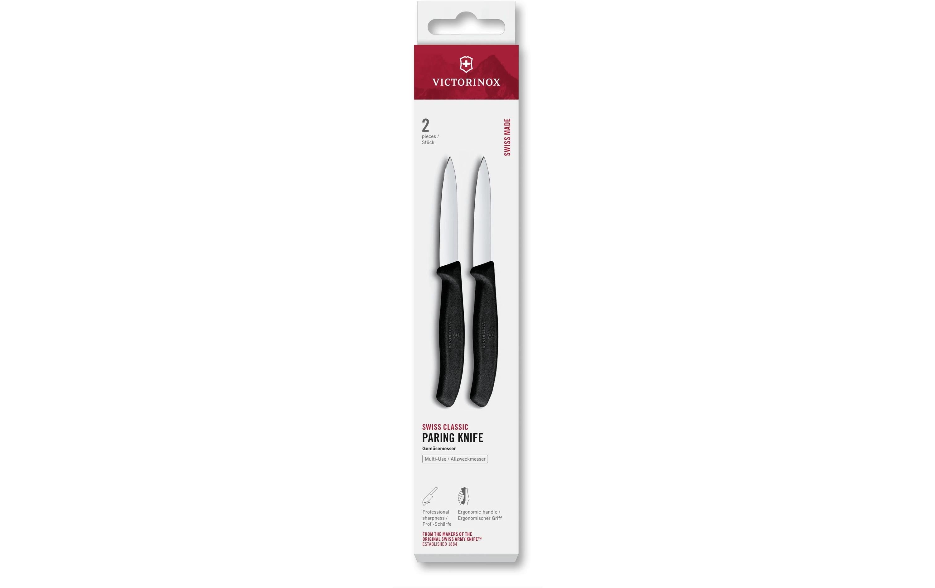 Victorinox Gemüsemesser 8 cm, Edelstahl, Polypropylen-Griff, 2-teilig, Schwarz