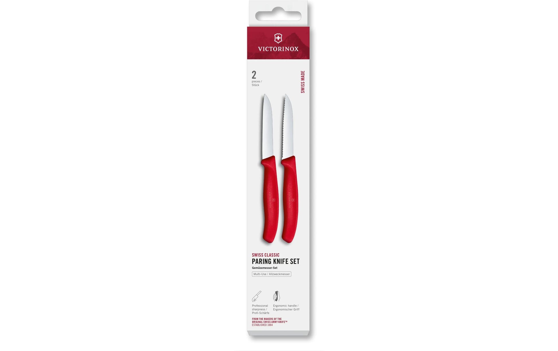 Victorinox Gemüsemesser 8 cm, Edelstahl, Griff Polypropylen (PP), 2-teilig, Rot