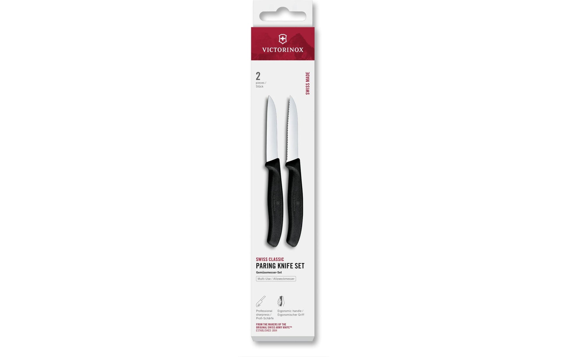 Victorinox Gemüsemesser 8 cm, 2-teilig, Klinge Edelstahl, Griff Polypropylen (PP, schwarz), Wellenschliff