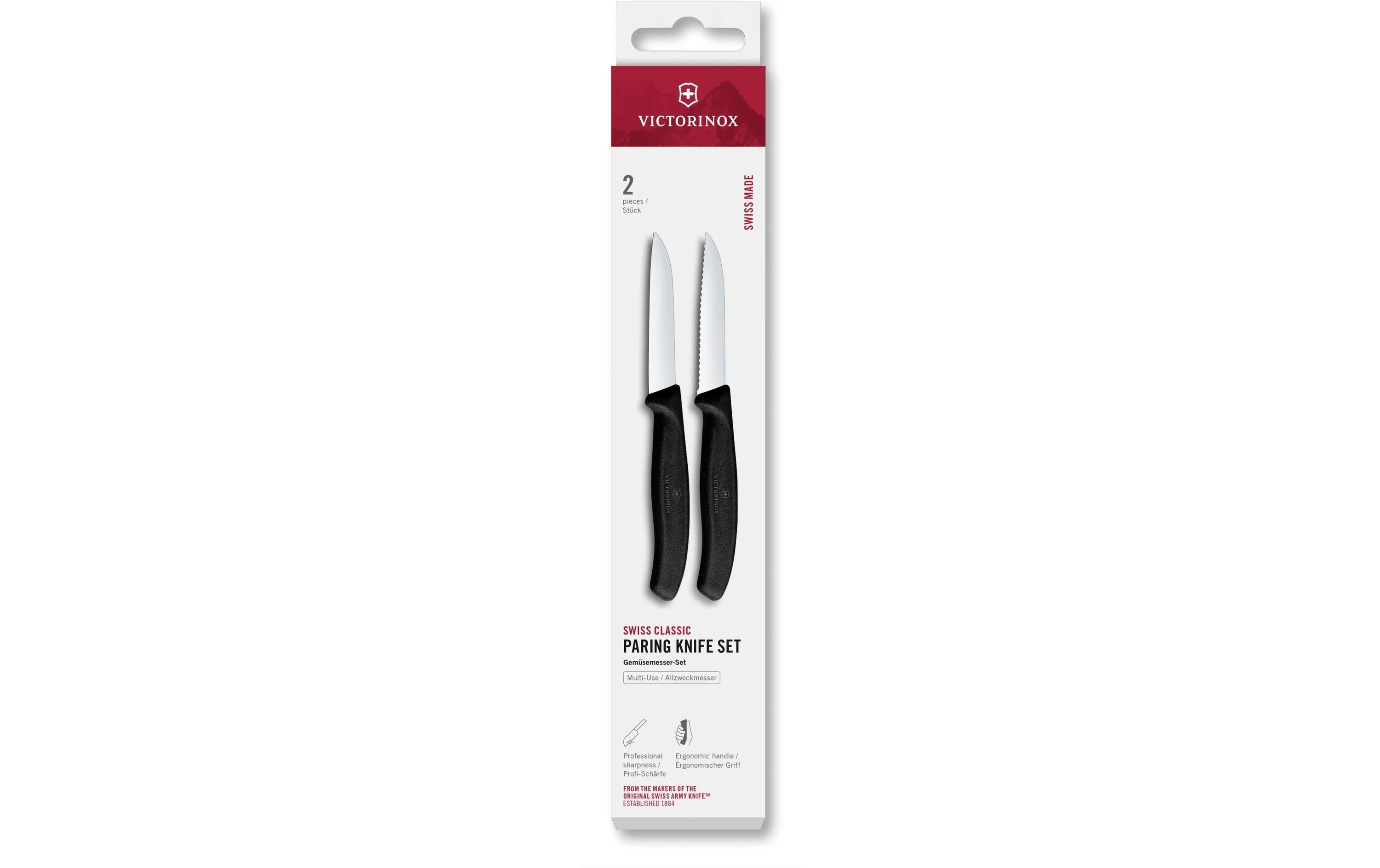 Victorinox Gemüsemesser 8 cm, 2-teilig, Klinge Edelstahl, Griff Polypropylen (PP, schwarz), Wellenschliff