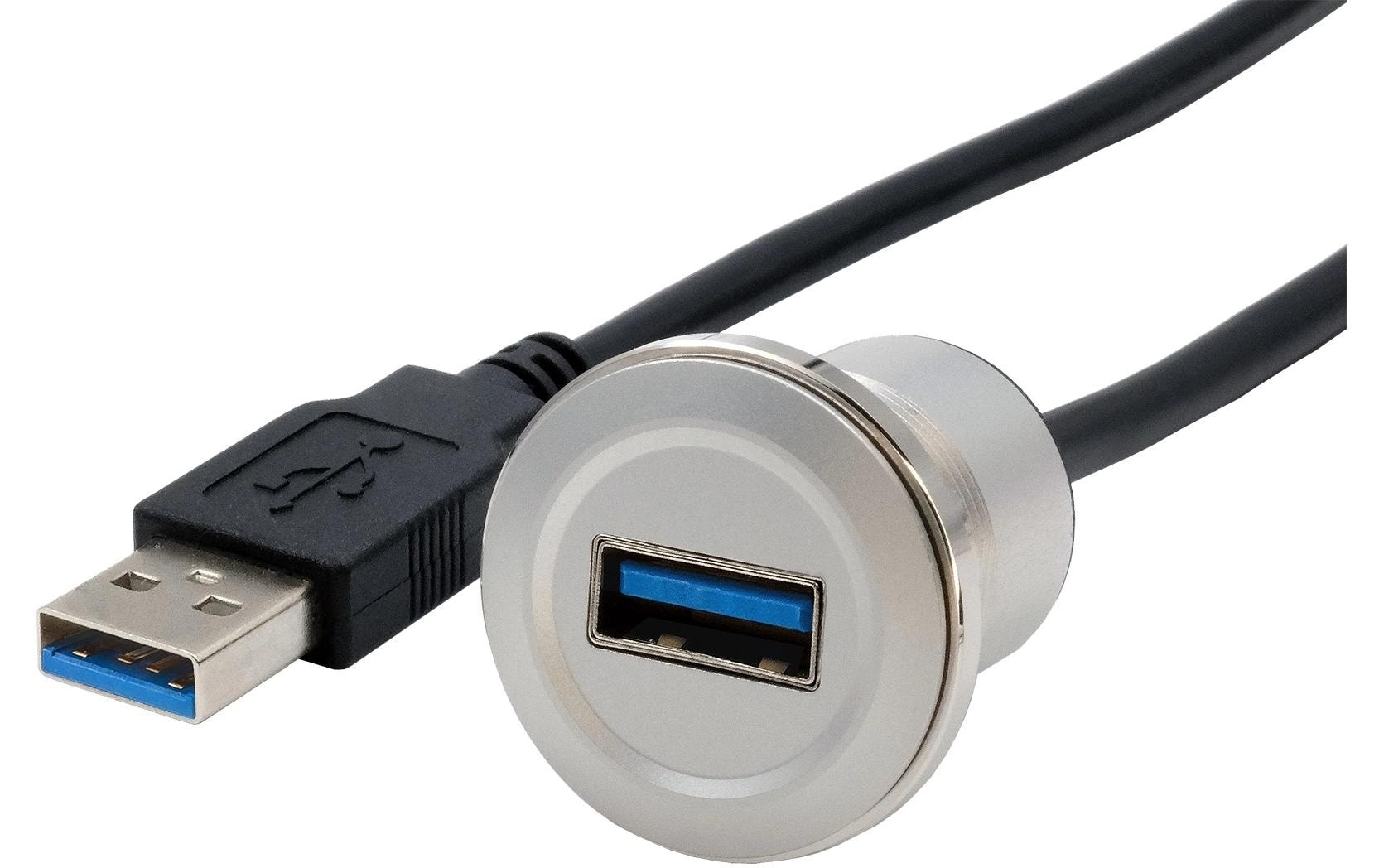 EXSYS USB-Adapter USB-A auf USB-A – USB 3.2 Gen 1 (5 Gbit/s) – Metallverstärkt – Schwarz/Silber