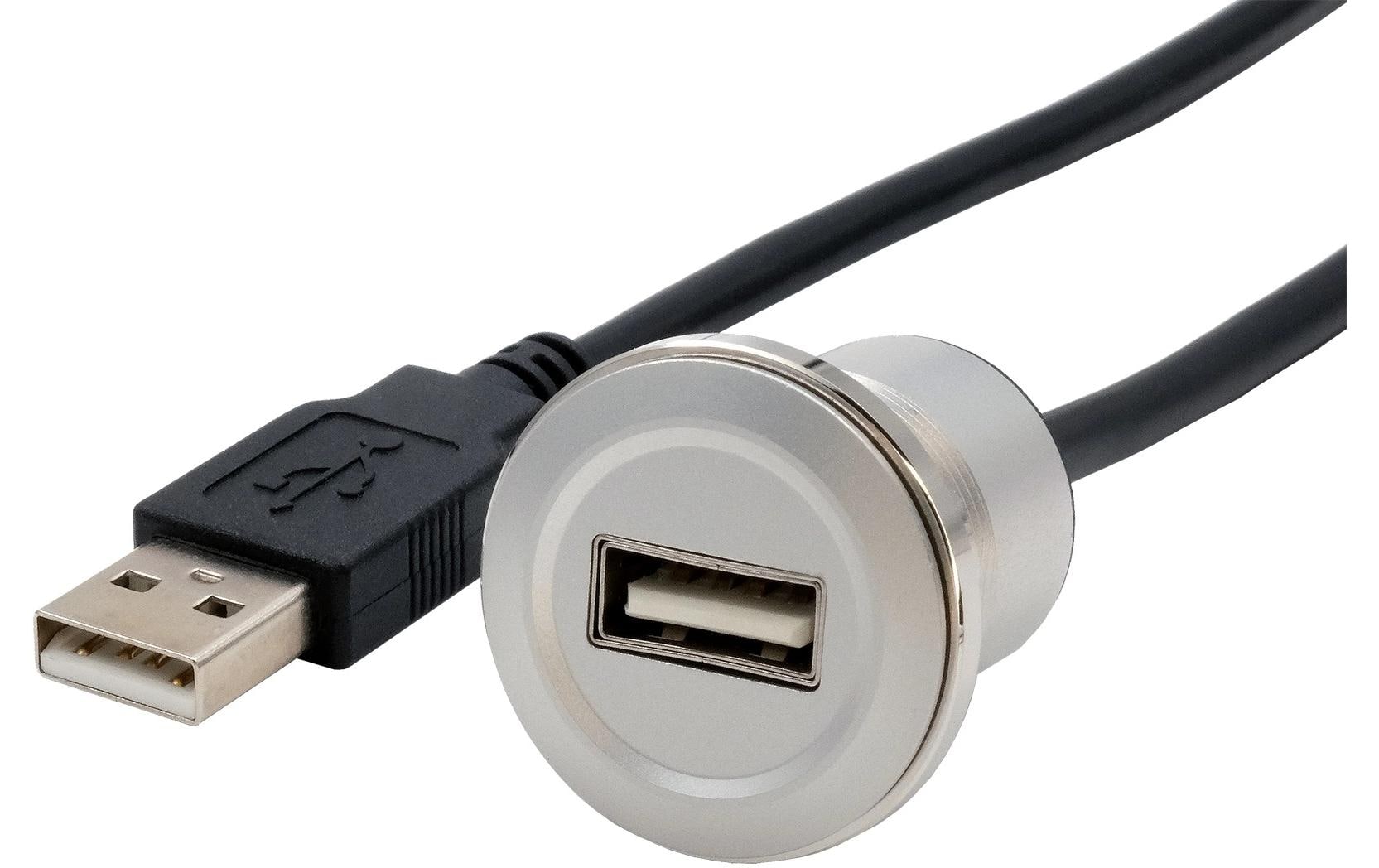EXSYS Einbau-Adapter USB-A auf USB-A – USB 2.0 (480 Mbit/s) – Metallverstärkt – Silber