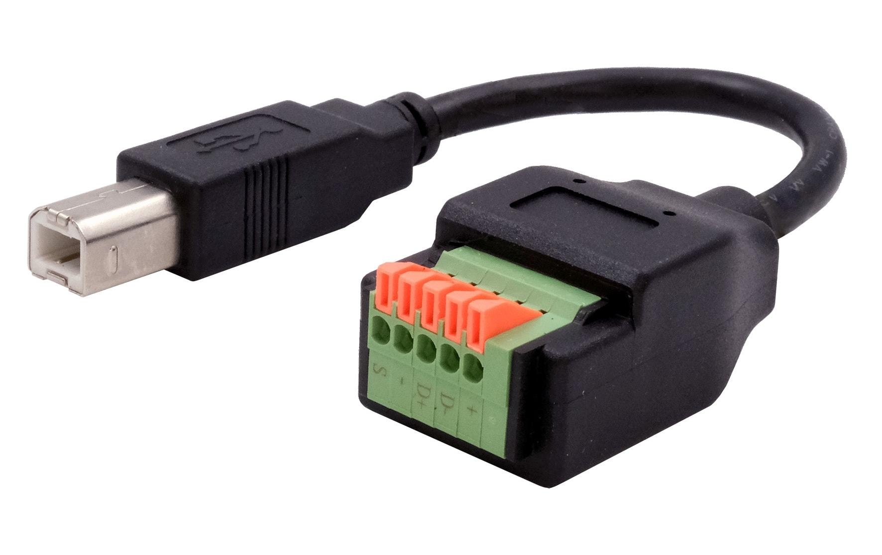 EXSYS EX-49131 Adapter USB-B zu 5-poligem Terminalblock – USB 2.0 (0,48 Gbit/s), 0,15 m, Schwarz