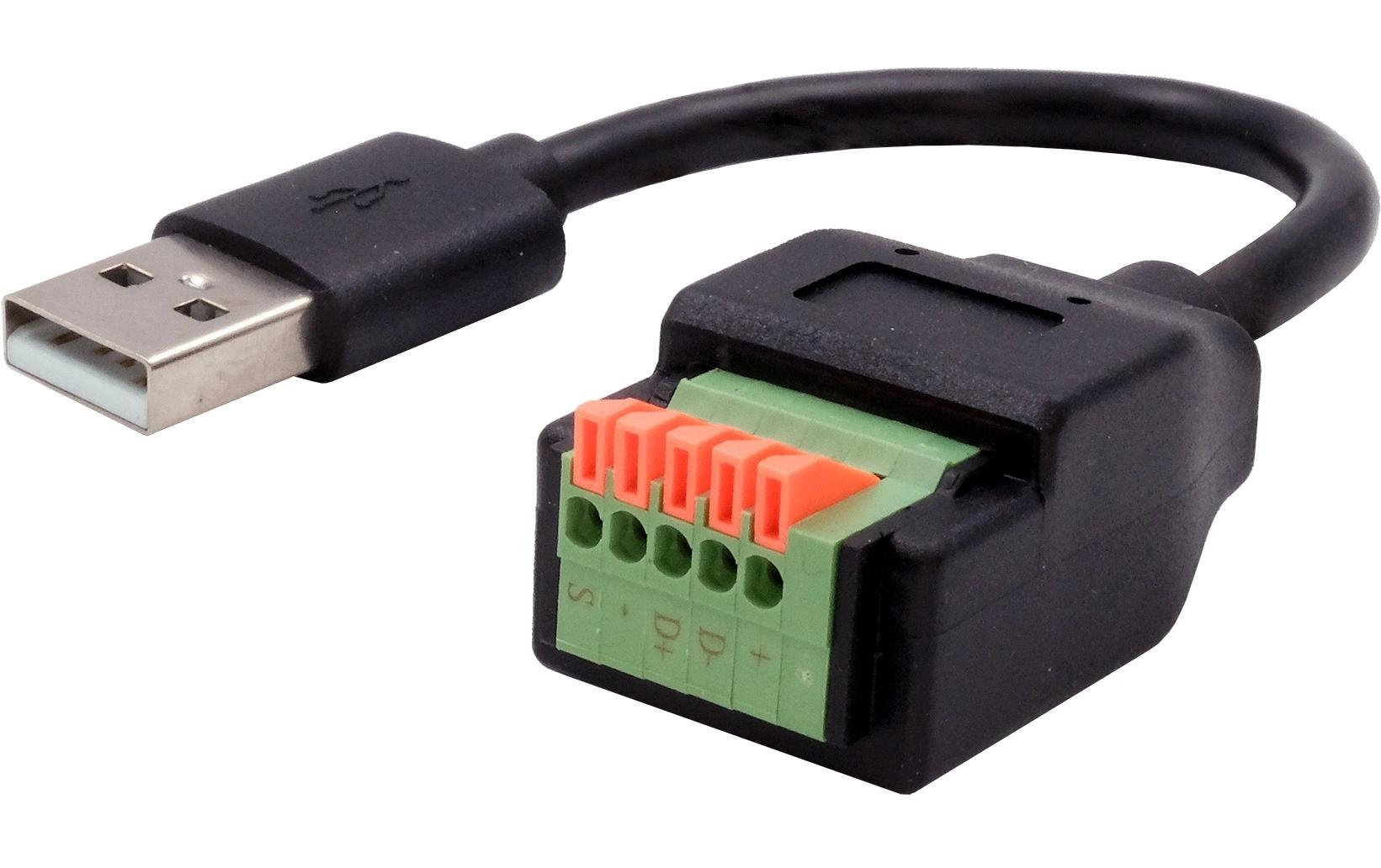 EXSYS USB-Adapter USB-A auf 5-poliger Terminalblock – USB 2.0 (480 Mbit/s) – Schwarz