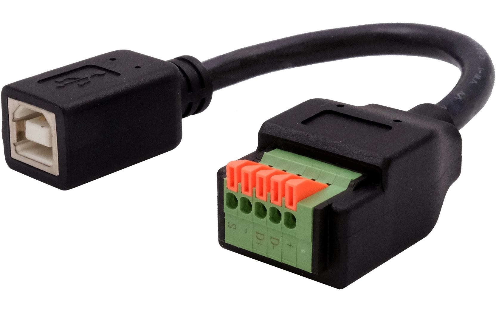 EXSYS EX-49130 Adapter USB-B zu 5-poligem Terminalblock – USB 2.0, 0,48 Gbit/s, 0,15 m, Schwarz