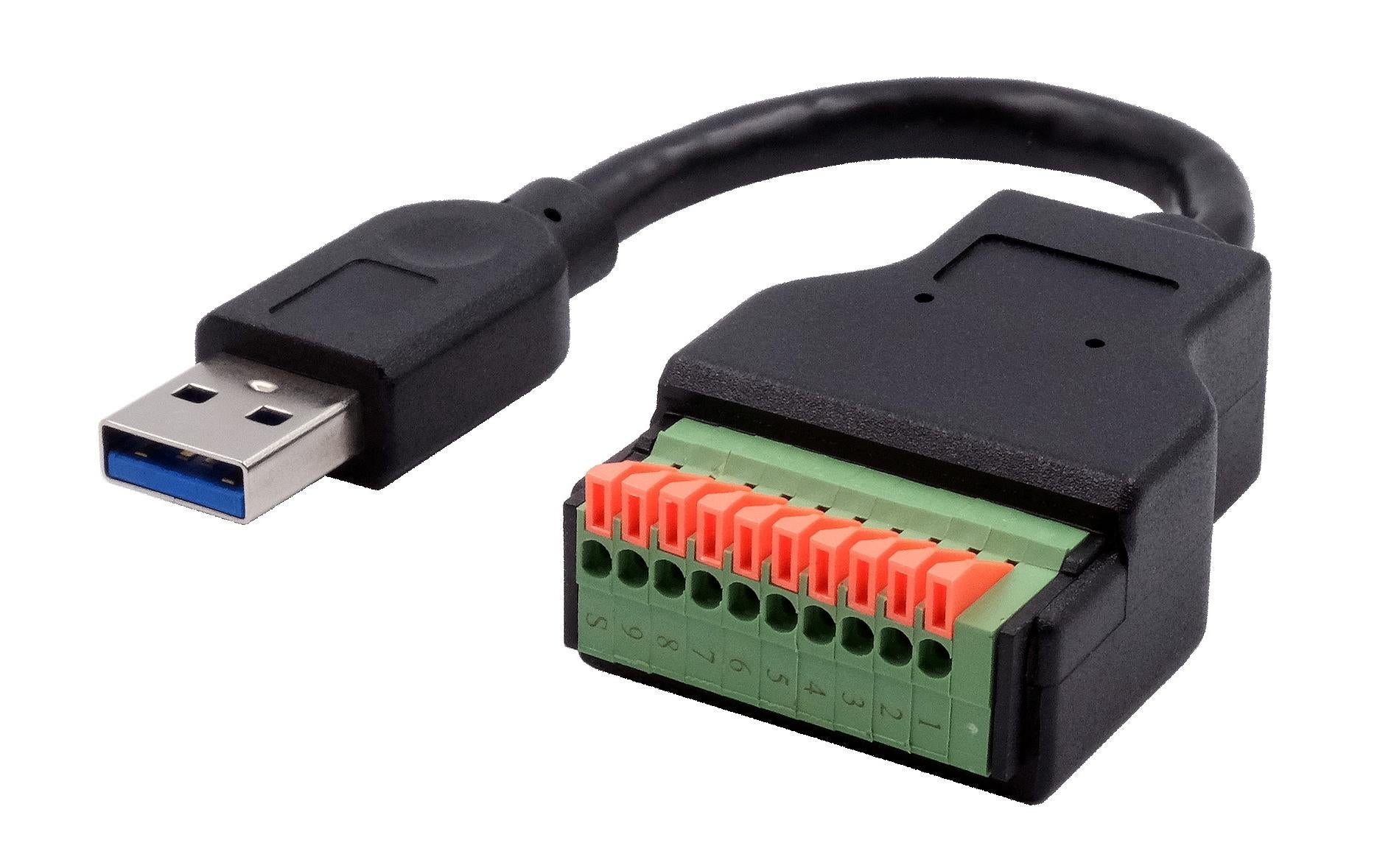 EXSYS EX-49127 Adapter USB-A zu 10-Pin Terminalblock – USB 3.2 Gen 1 (5 Gbit/s), 0,15 m, Schwarz