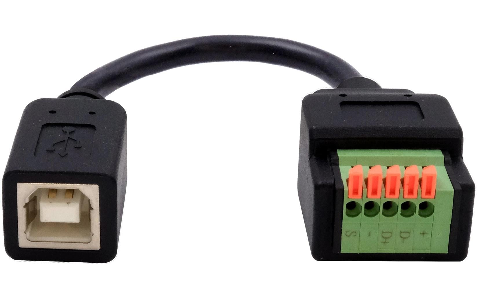 EXSYS EX-49130 Adapter USB-B zu 5-poligem Terminalblock – USB 2.0, 0,48 Gbit/s, 0,15 m, Schwarz