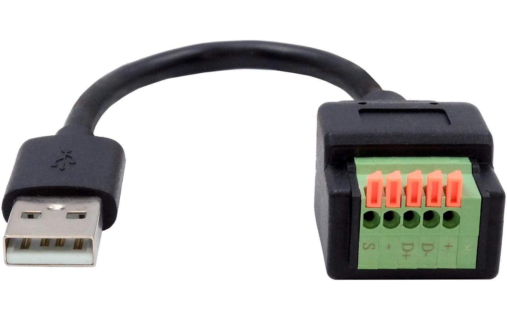 EXSYS USB-Adapter USB-A auf 5-poliger Terminalblock – USB 2.0 (480 Mbit/s) – Schwarz