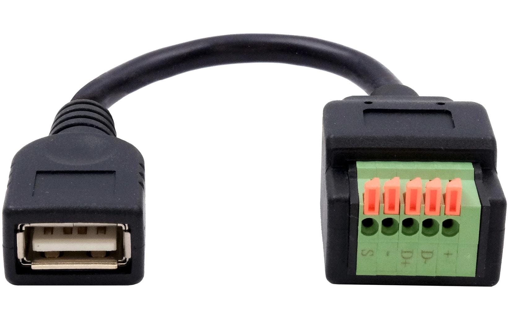 EXSYS EX-49128 Adapter USB-A zu Terminalblock – USB 2.0 (480 Mbit/s), 5-poliger Terminalblock, 0,15 m, Schwarz
