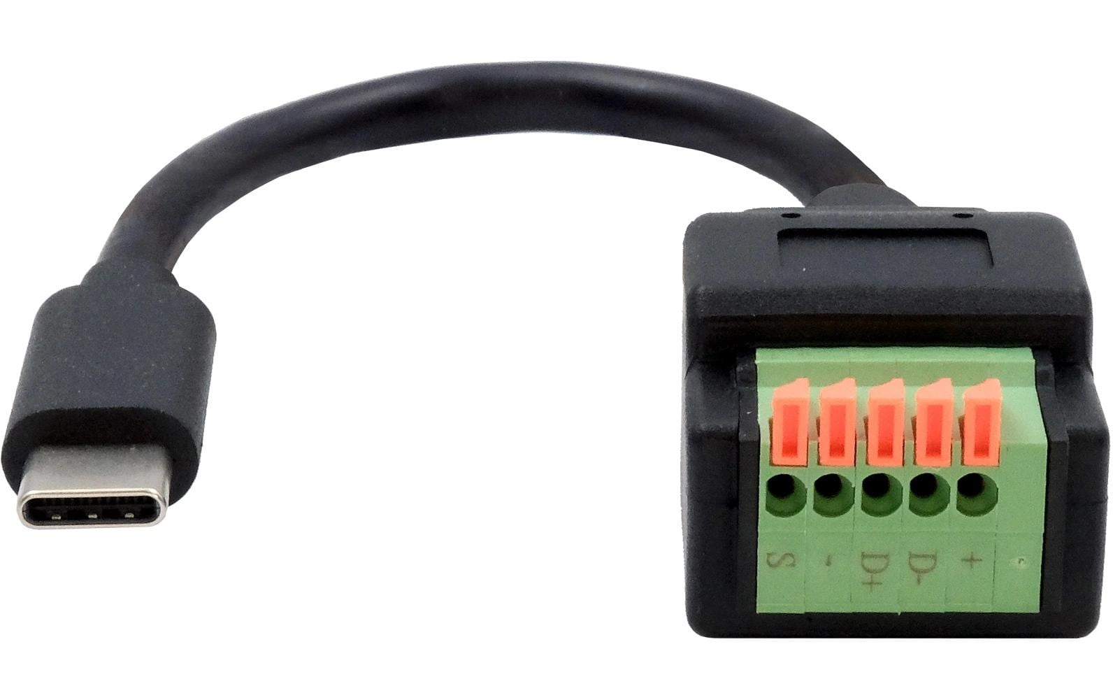 EXSYS EX-49123 Adapter USB-C zu 5-poligem Terminalblock – USB 2.0 (0,48 Gbit/s), 0,15 m – Schwarz