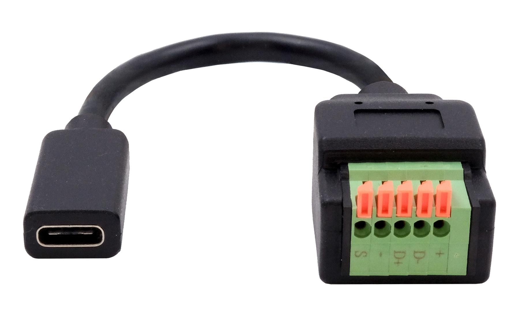 EXSYS EX-49122 Adapter USB-C zu 5-poligem Terminalblock – USB 2.0 (0,48 Gbit/s), 0,15 m, Schwarz
