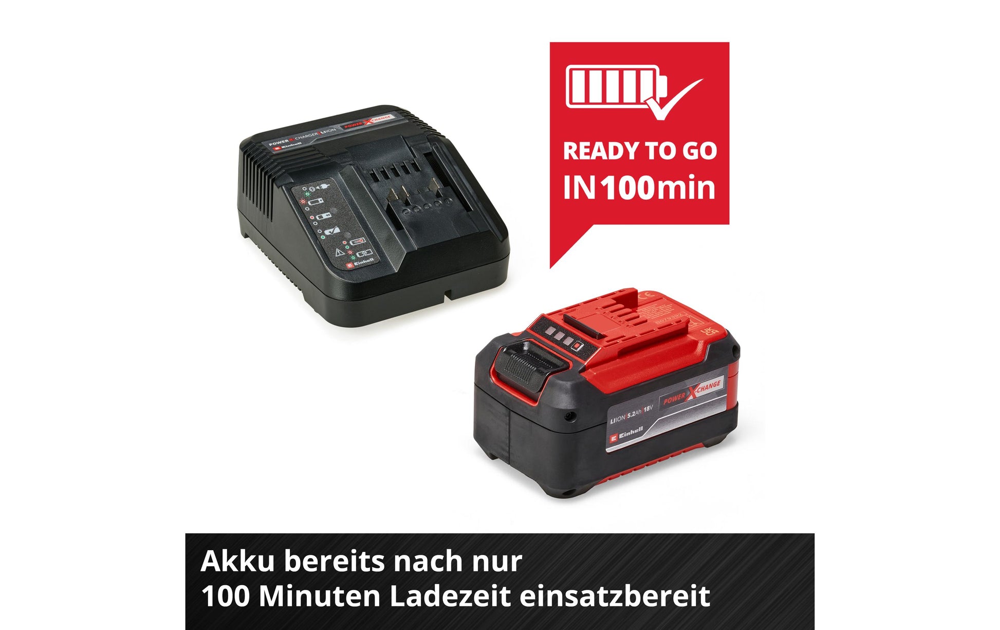 Einhell Power X-Change Akku und Ladegerät 18 V 5,2 Ah (93,6 Wh) – für Einhell Power X-Change