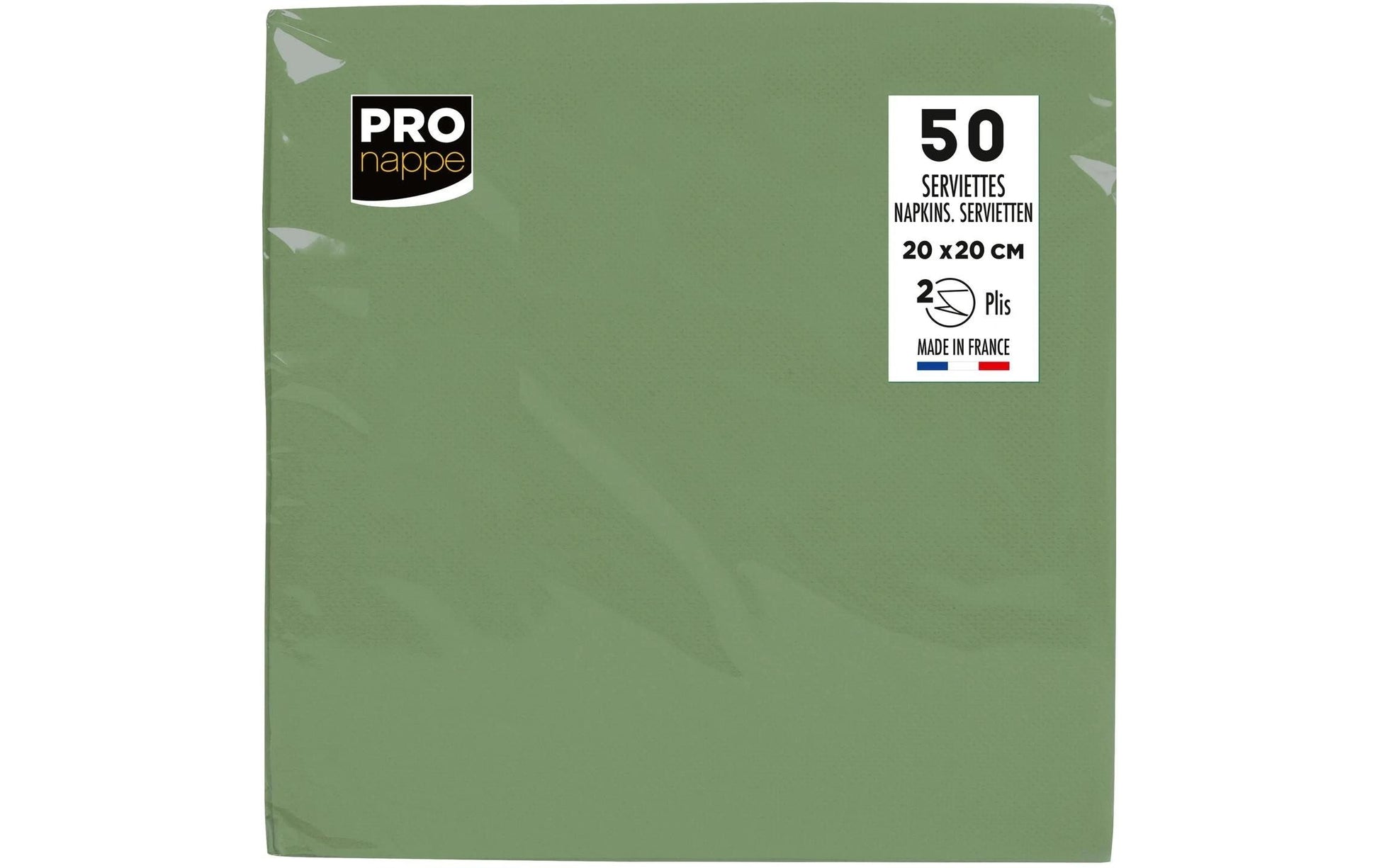 PRONAPPE Cocktail-Servietten, 20 × 20 cm, Olivgrün – FSC – 50 Stk.